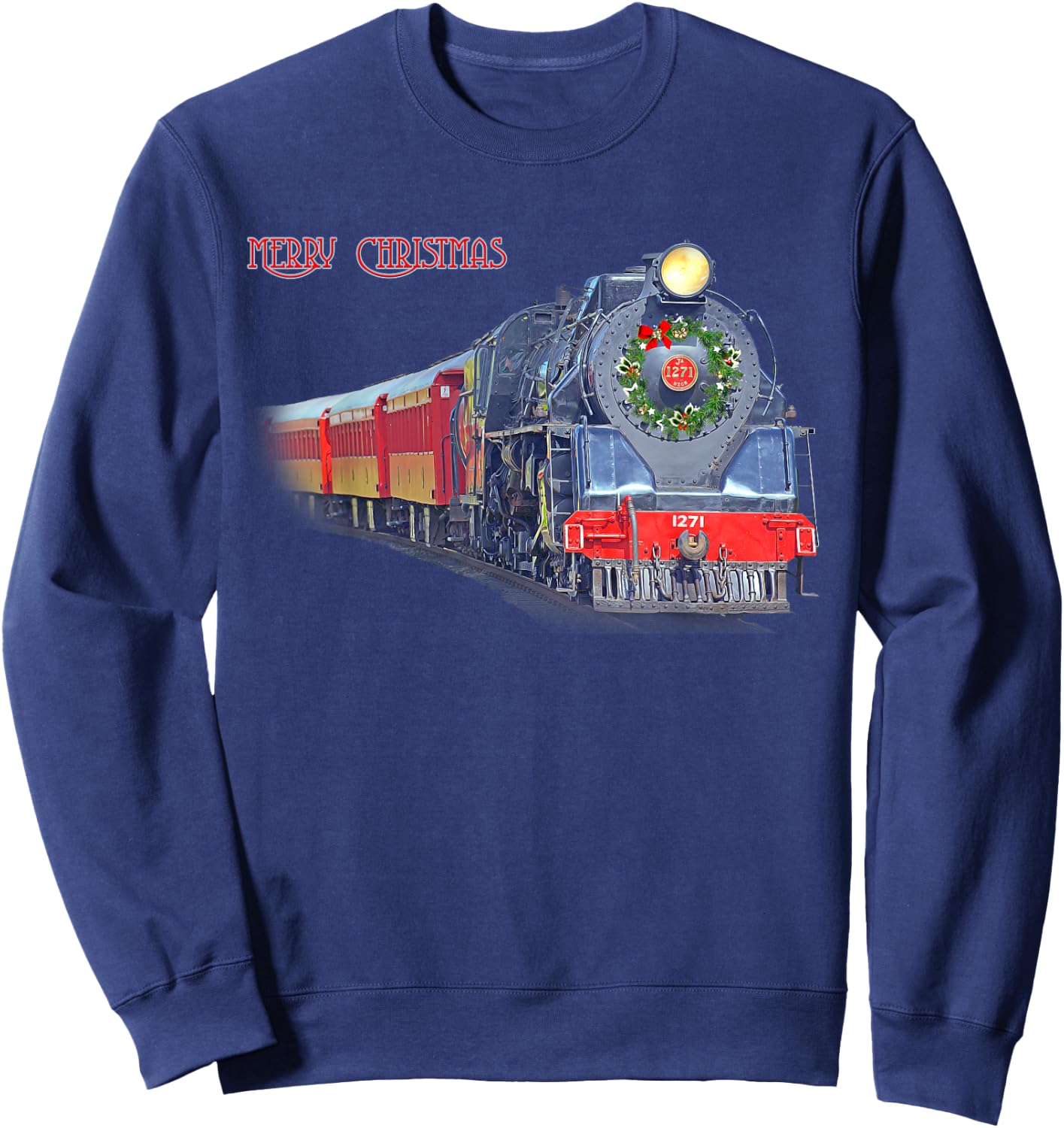 Christmas Steam Train Locomotive Matching Family Pajamas Sweatshirt - Sweatshirt | Navy