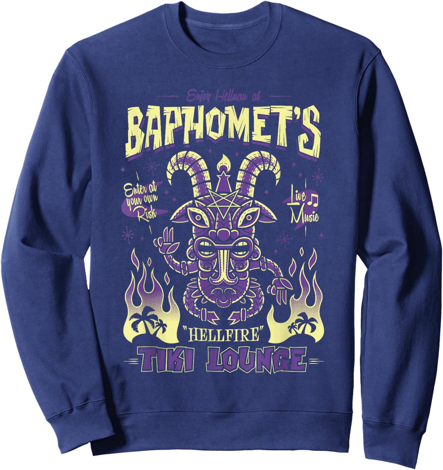 Baphomet Tiki Lounge - Goth - Surfing Holiday Sweatshirt - Sweatshirt | Navy