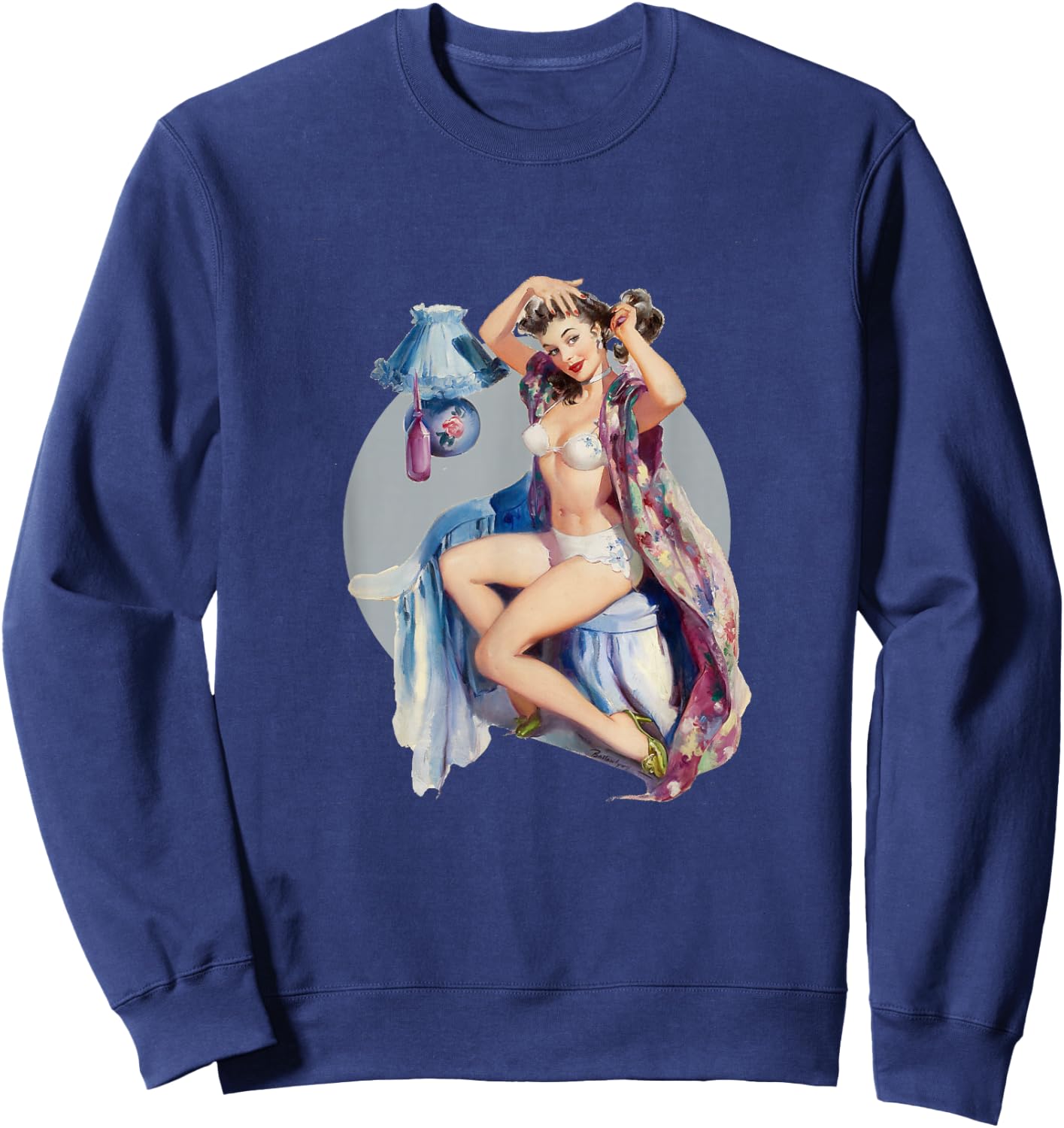 Vintage 1940's Pin-up Girl Sexy Classic Retro American Art Sweatshirt - Sweatshirt | Navy
