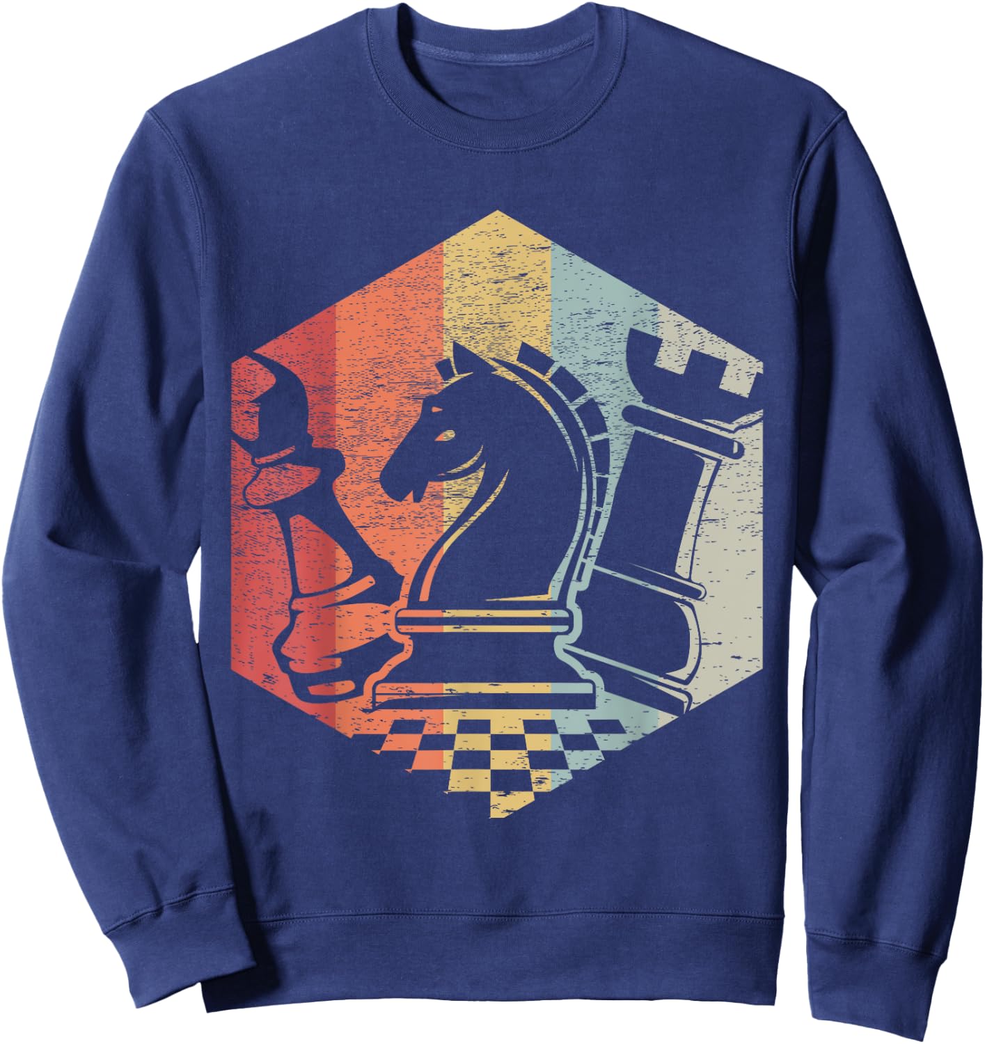 Retro Bishop Horse Rook | Funny Chess Shirt Gift Sweatshirt - Sweatshirt | Navy
