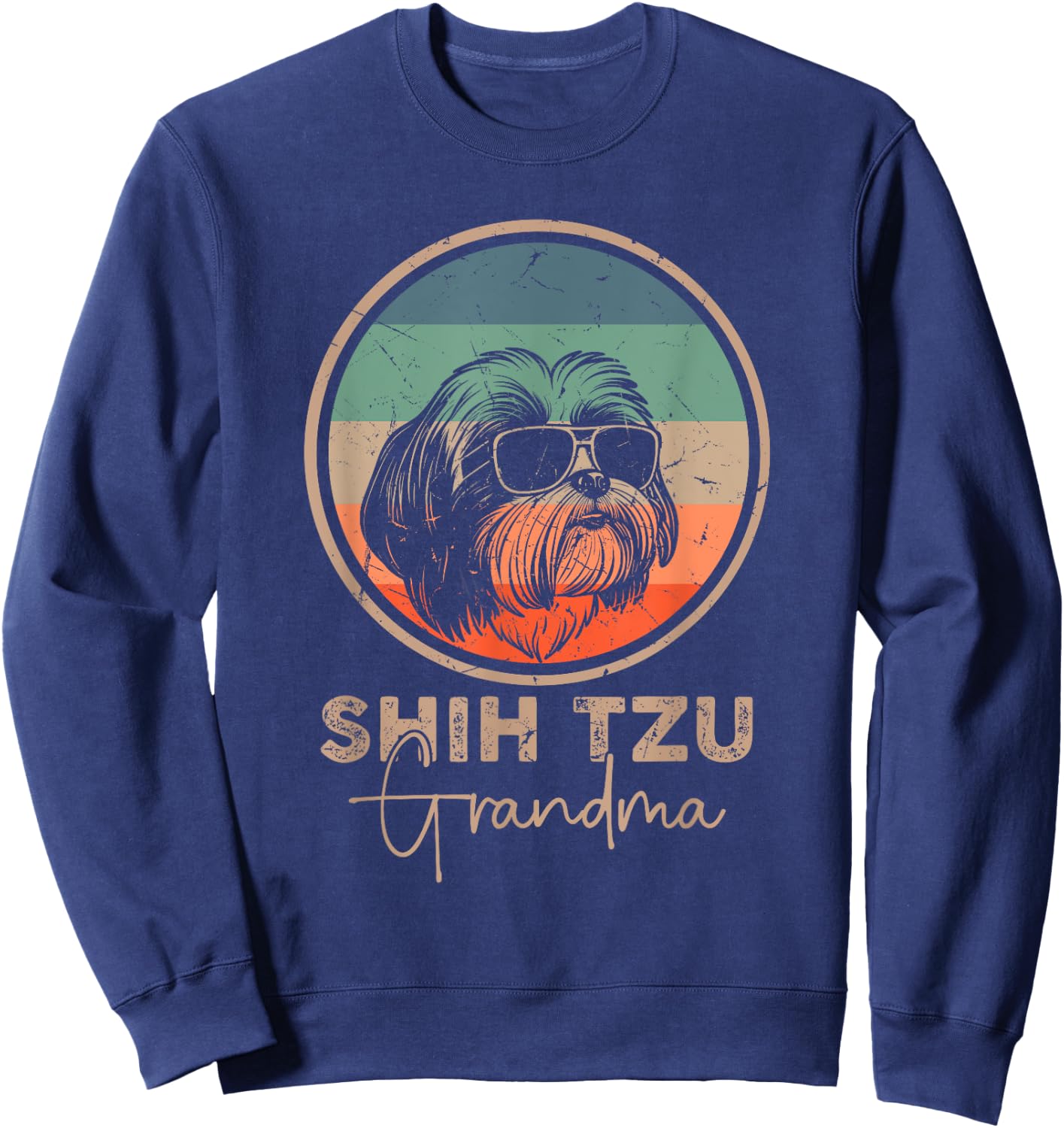 Vintage Shih Tzu Grandma Dog Lover Owner Women Mothers Day Sweatshirt - Sweatshirt | Navy