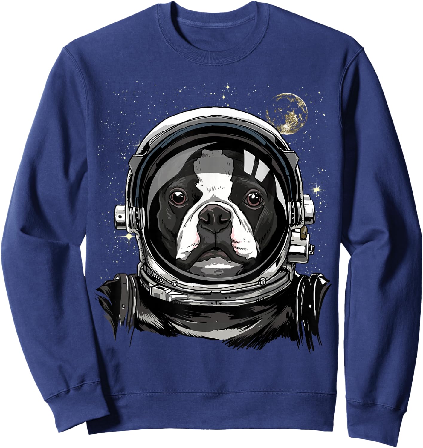 Boston Terrier Astronaut Shirt Spaceman Dog Space Lover Sweatshirt - Sweatshirt | Navy