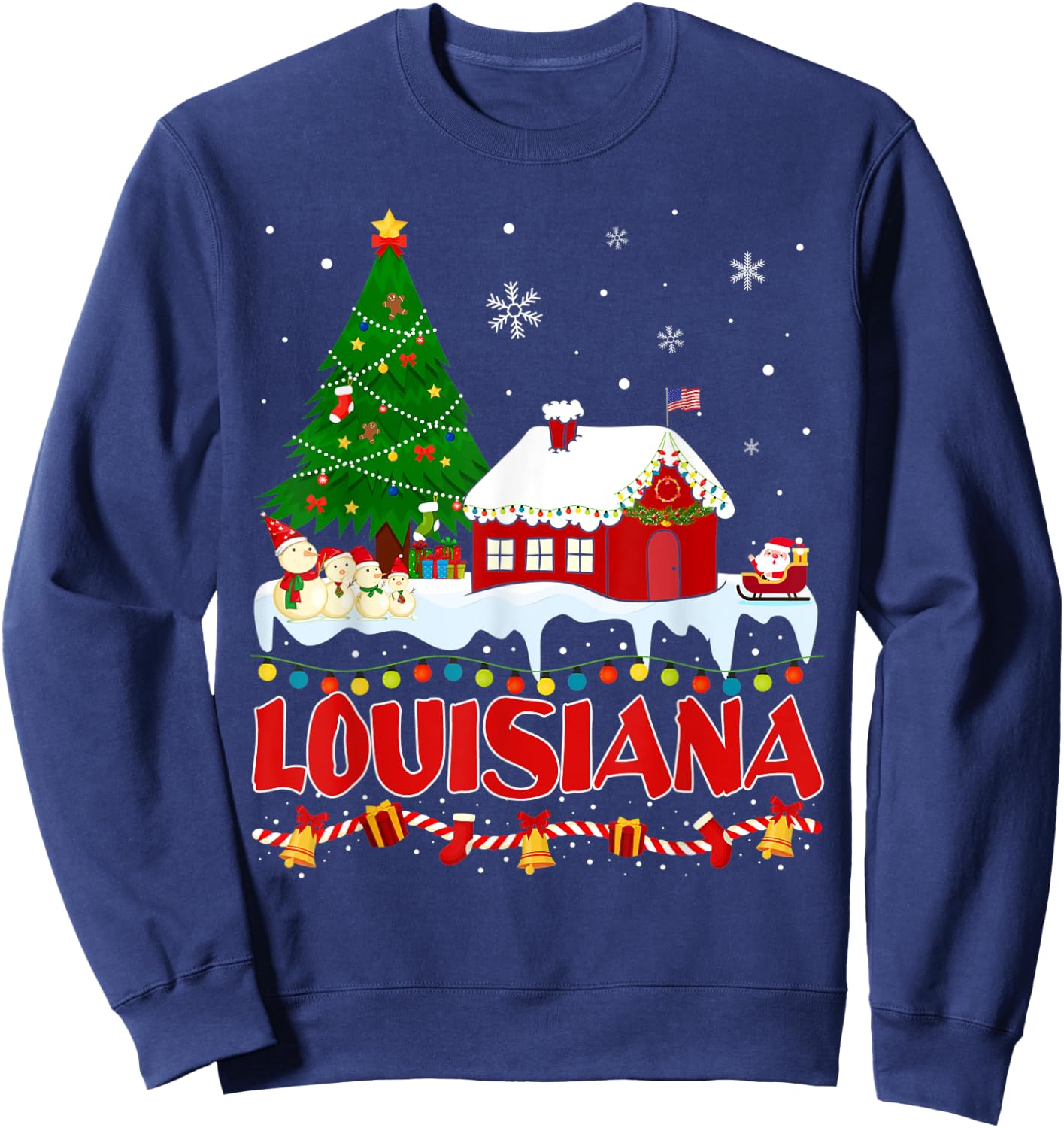 Louisiana Christmas Tree Light Pyjama State of Louisiana San Sweatshirt - Sweatshirt | Navy