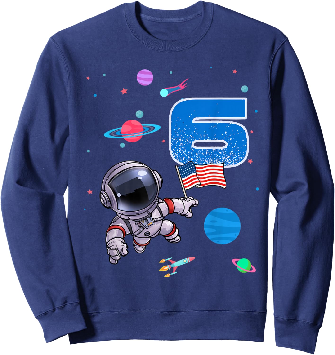 Astronaut 6th birthday 6 Years Old Birthday Boy Space Sweatshirt - Sweatshirt | Navy