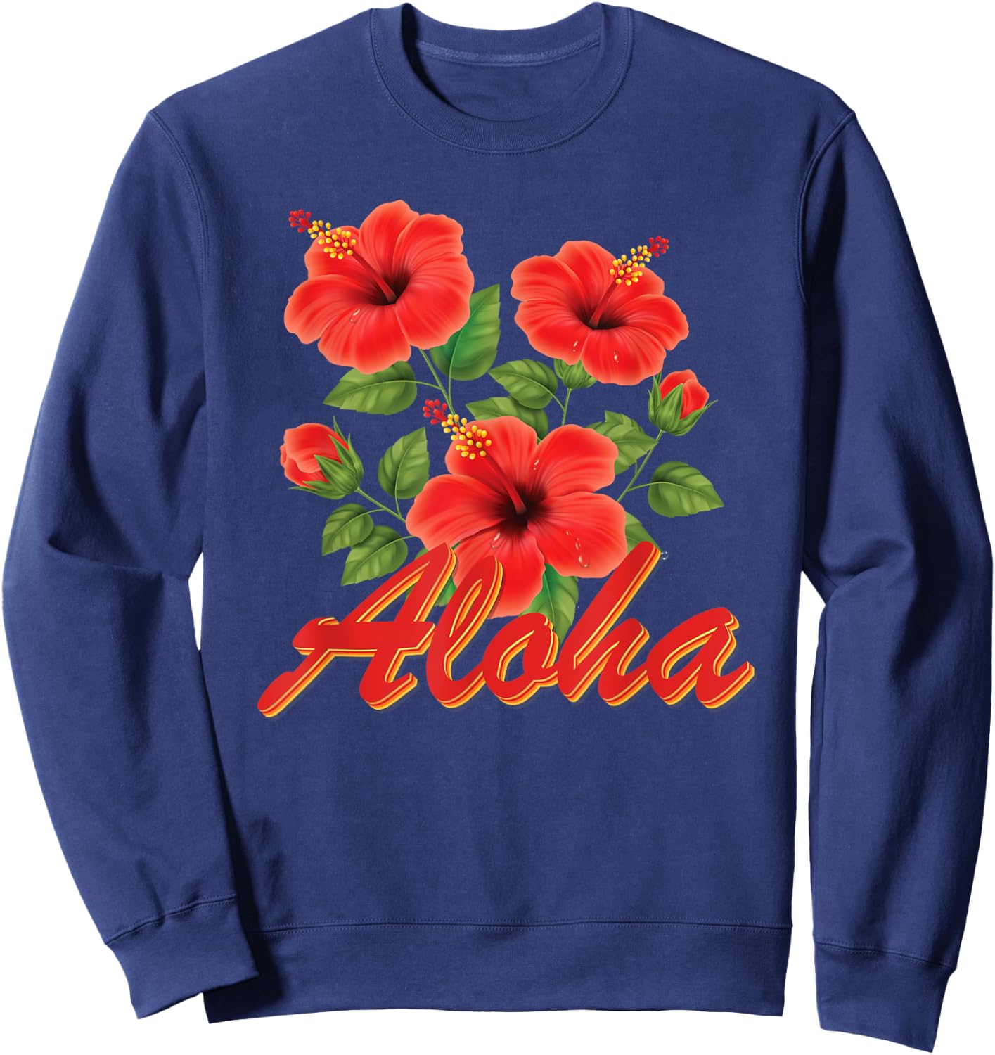 Aloha Hawaii Red Hibiscus Sweatshirt - Sweatshirt | Navy