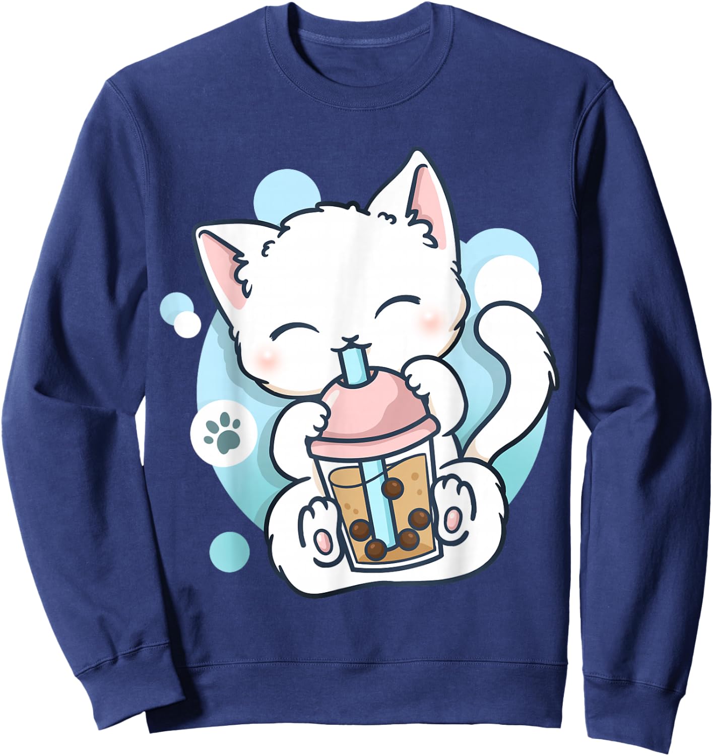 Cat Boba Tea Bubble Tea Anime Kawaii Neko Sweatshirt - Sweatshirt | Navy