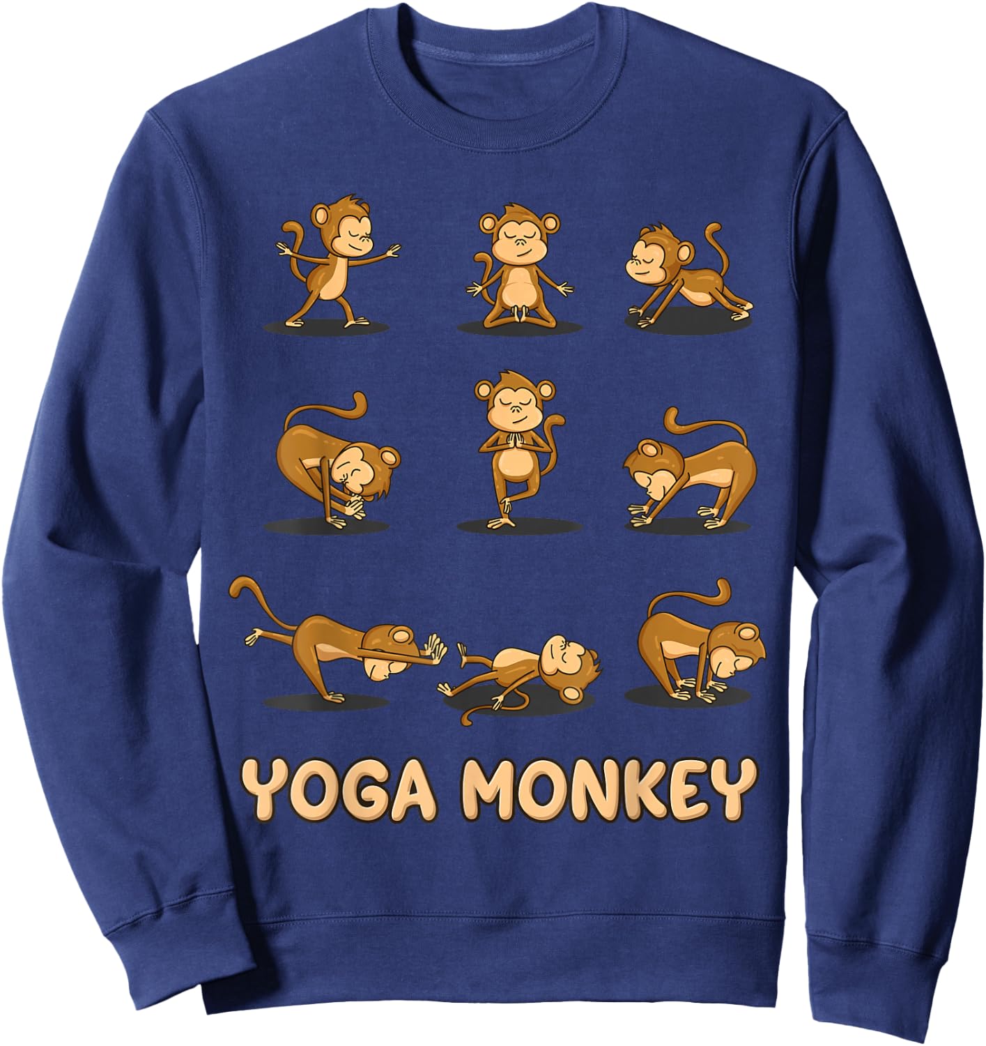 Monkey Yoga Shirt Meditation Zen Namaste Yoga Lover Buddhist Sweatshirt - Sweatshirt | Navy