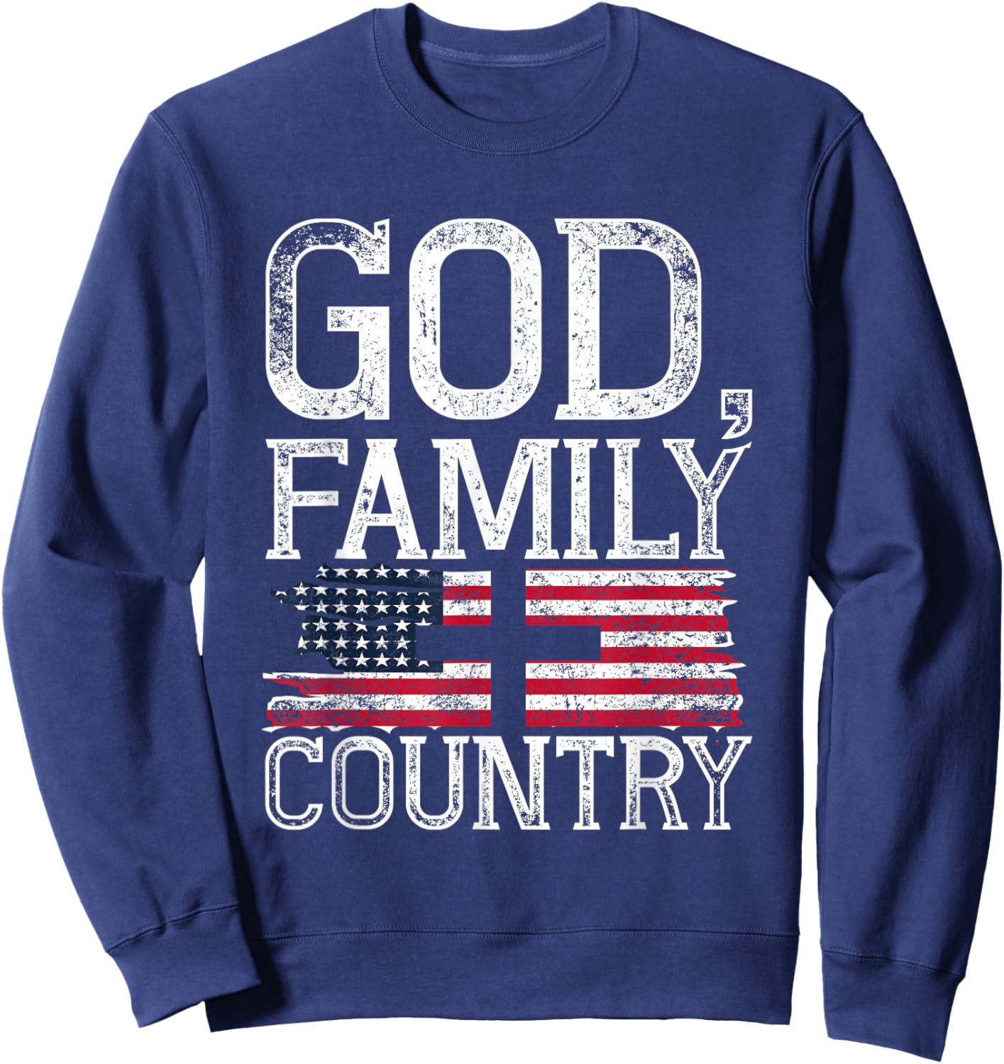 Patriotic Christian American Pride Christianity Faith Prayer Sweatshirt - Sweatshirt | Navy