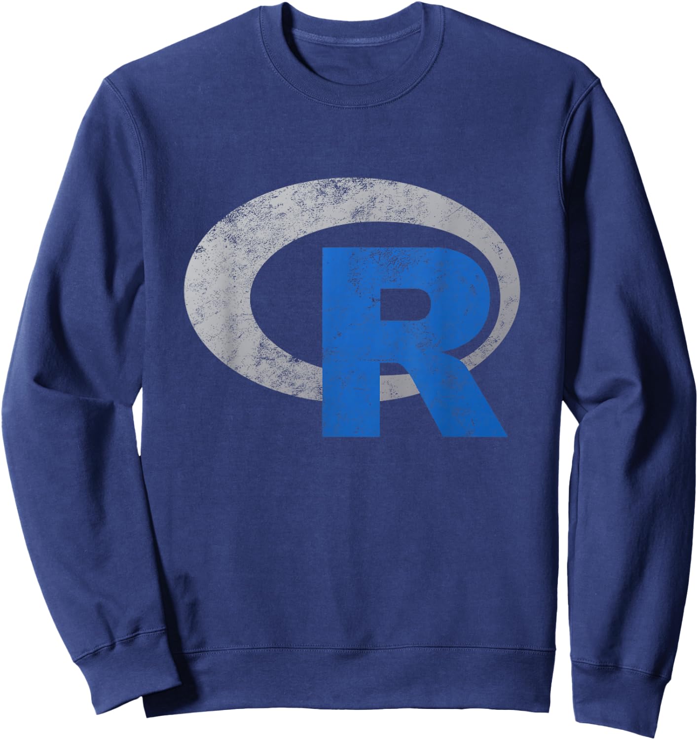 R logo Data Science Statistics Programmer Vintage Distressed Sweatshirt - Sweatshirt | Navy
