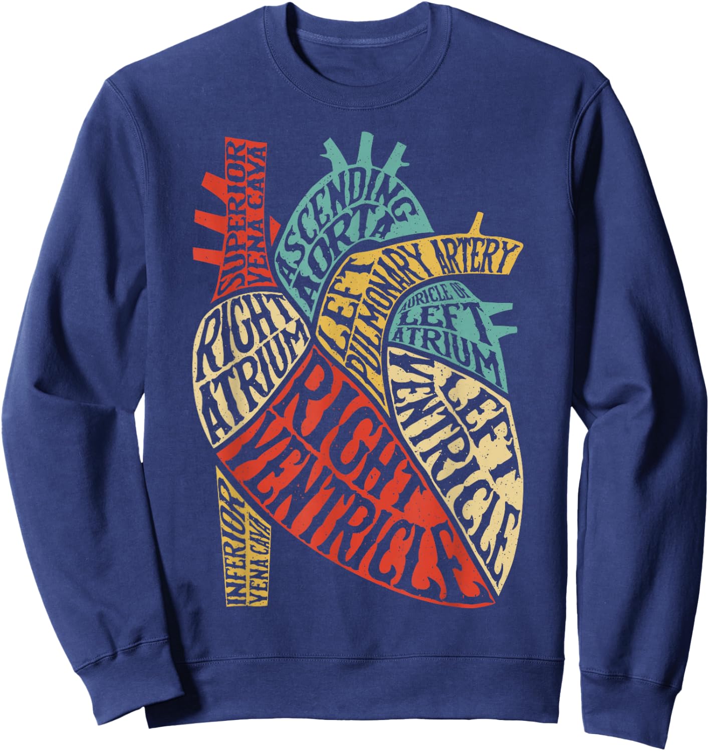 Heart Typography Anatomy Science Biology Biologist Men Women Sweatshirt - Sweatshirt | Navy