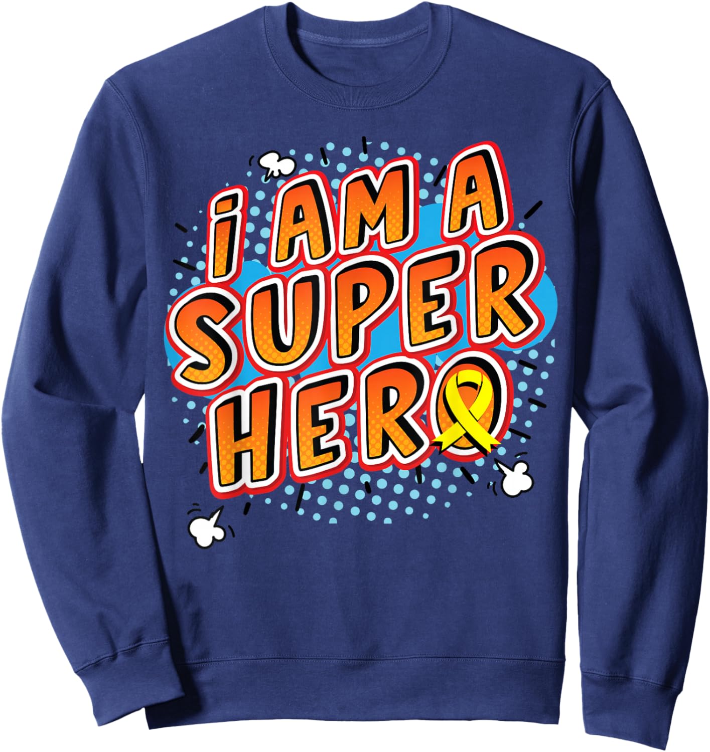 Childhood Cancer I Am A Superhero Ribbon Sweatshirt - Sweatshirt | Navy