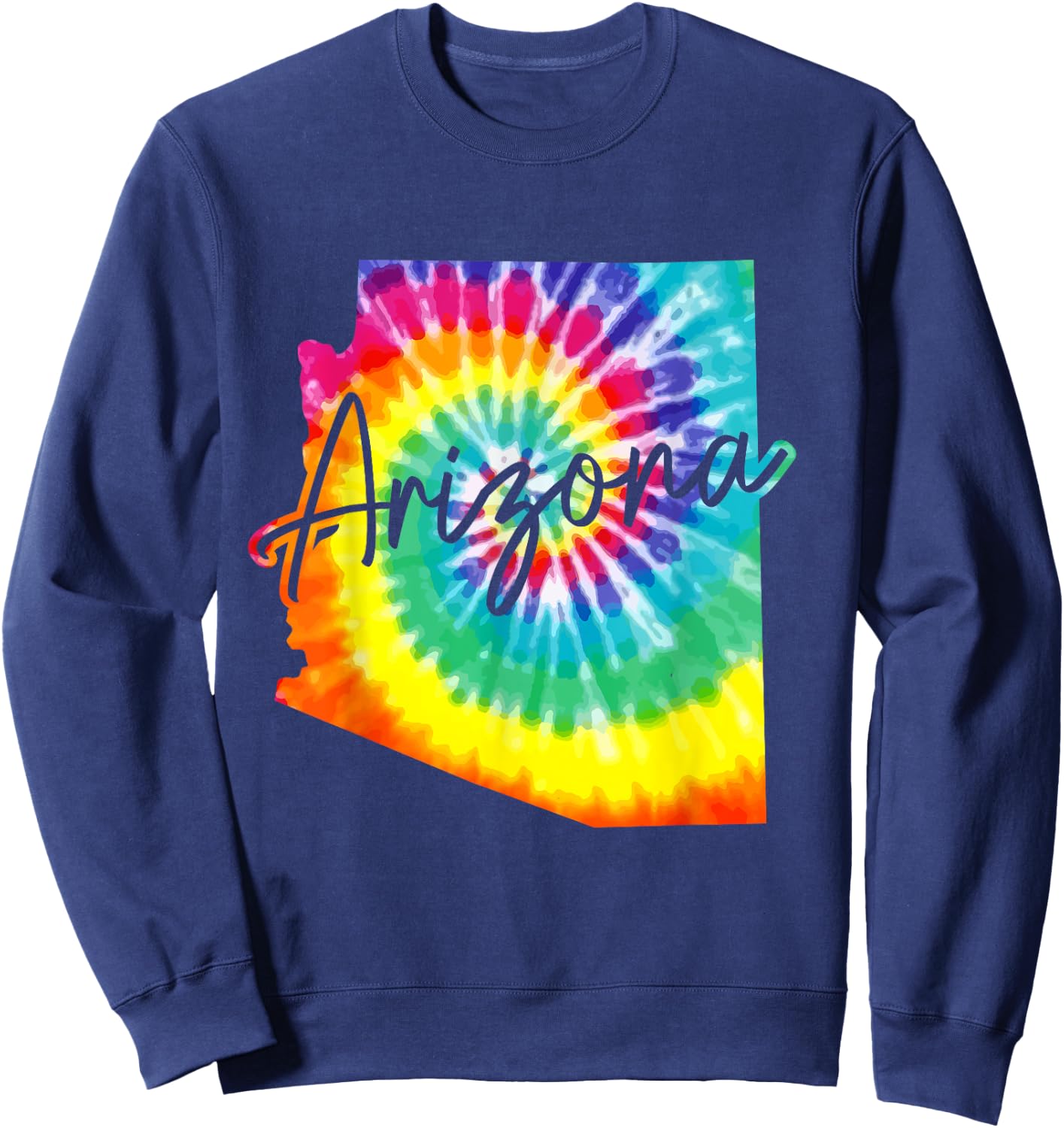 Arizona Tie Dye State Map Pride Hippie Vintage Retro Sweatshirt - Sweatshirt | Navy