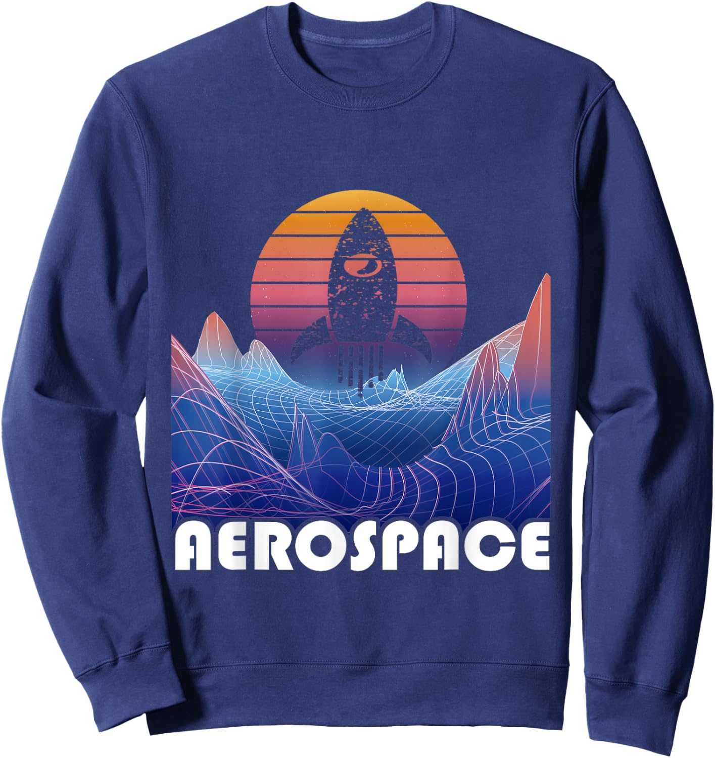Aerospace Engineer Rocket Vaporwave Aeronautical Space Sweatshirt - Sweatshirt | Navy
