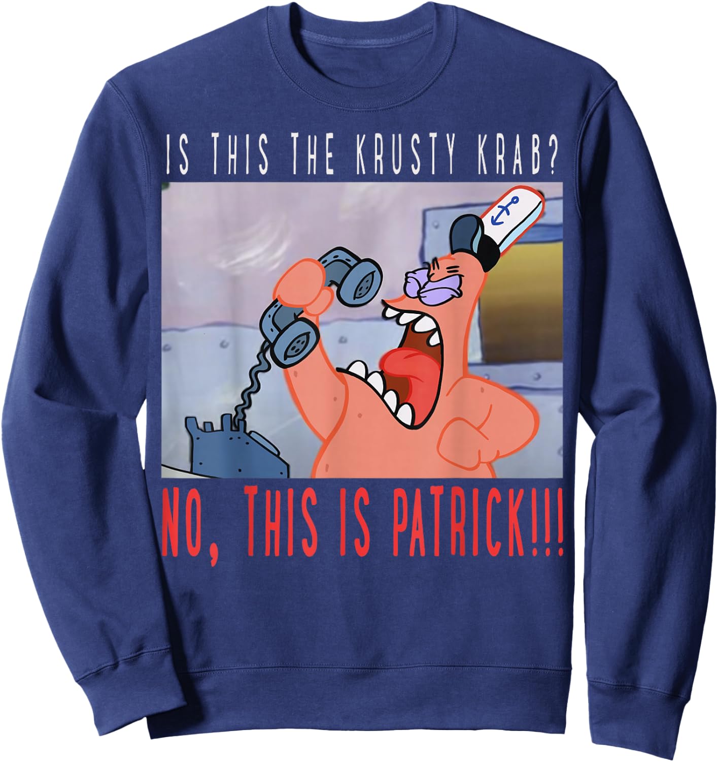 Spongebob Squarepants No This is Patrick Small Sweatshirt - Sweatshirt | Navy