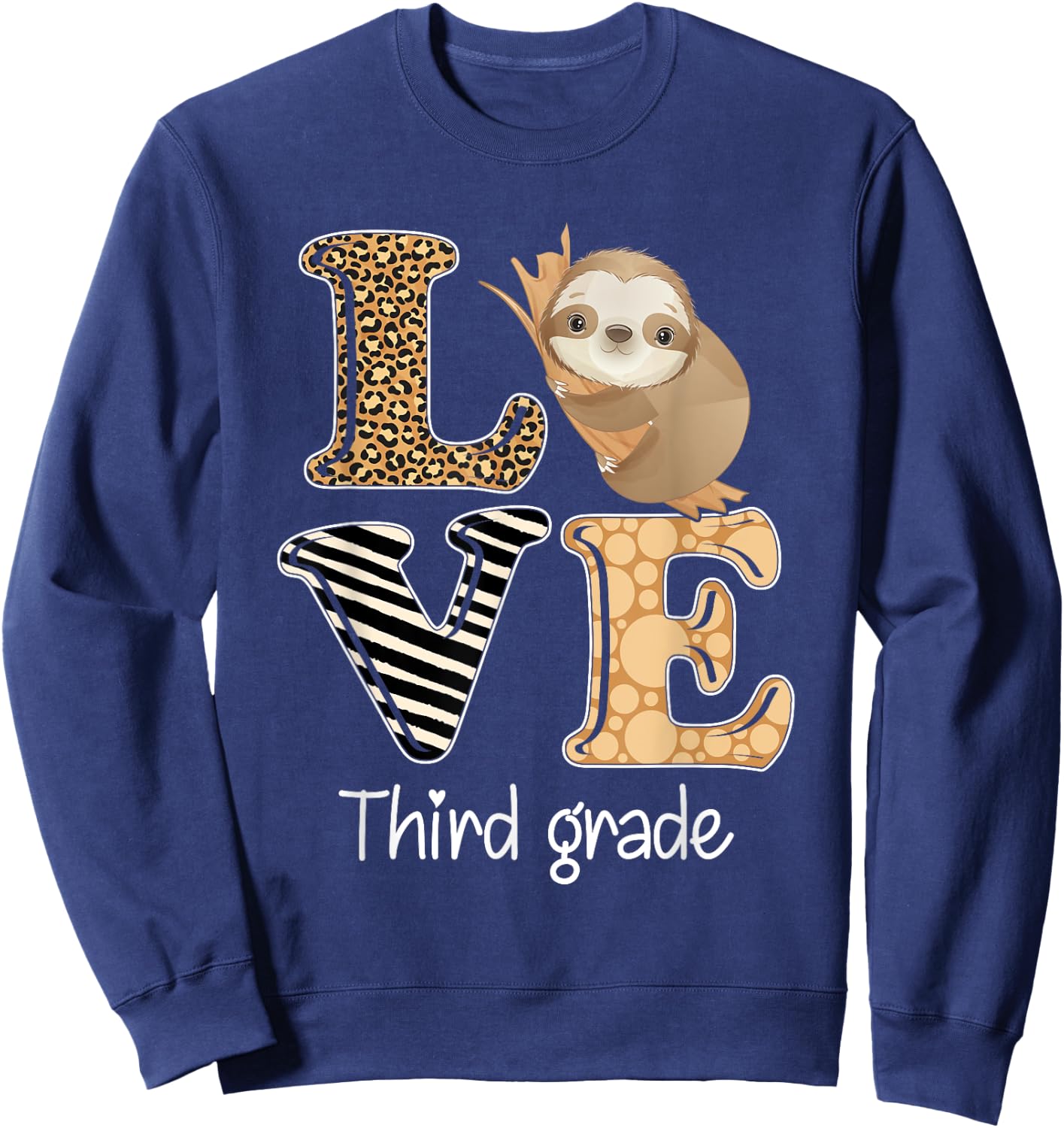 Love Third Grade Sloth 3rd Grade Teacher Back To School Sweatshirt - Sweatshirt | Navy