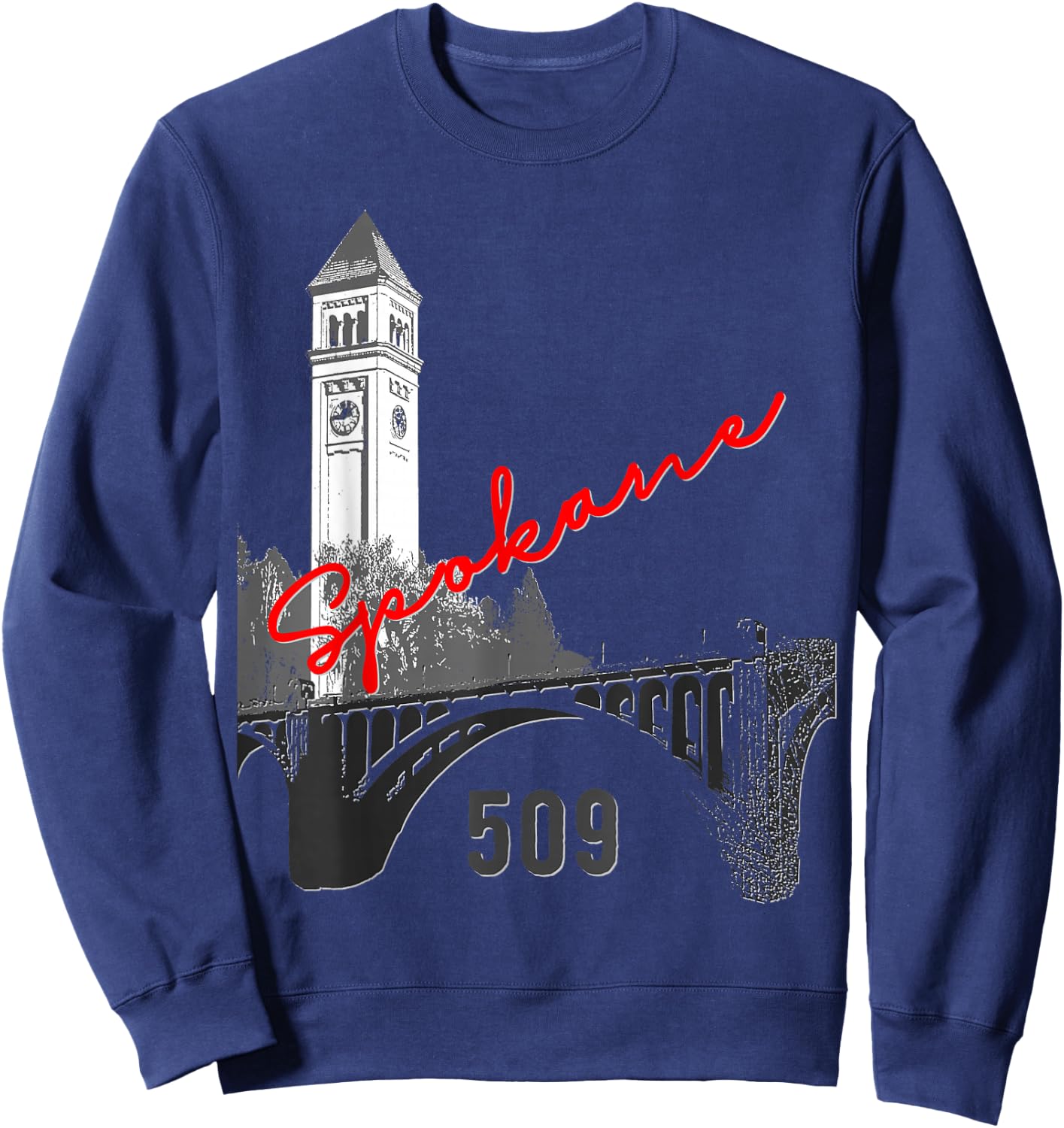 Spokane Clock Tower Monroe Bridge 509 Shirt Sweatshirt - Sweatshirt | Navy