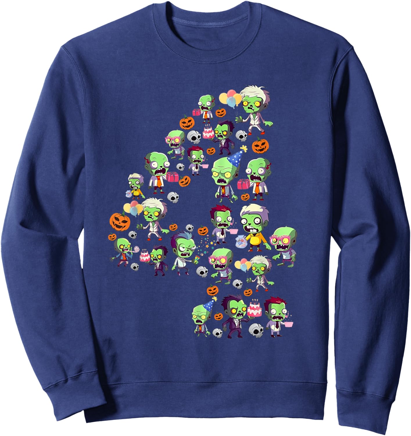 Halloween 4 Years Old Boy It's My 4th Birthday Zombie Lover Sweatshirt - Sweatshirt | Navy