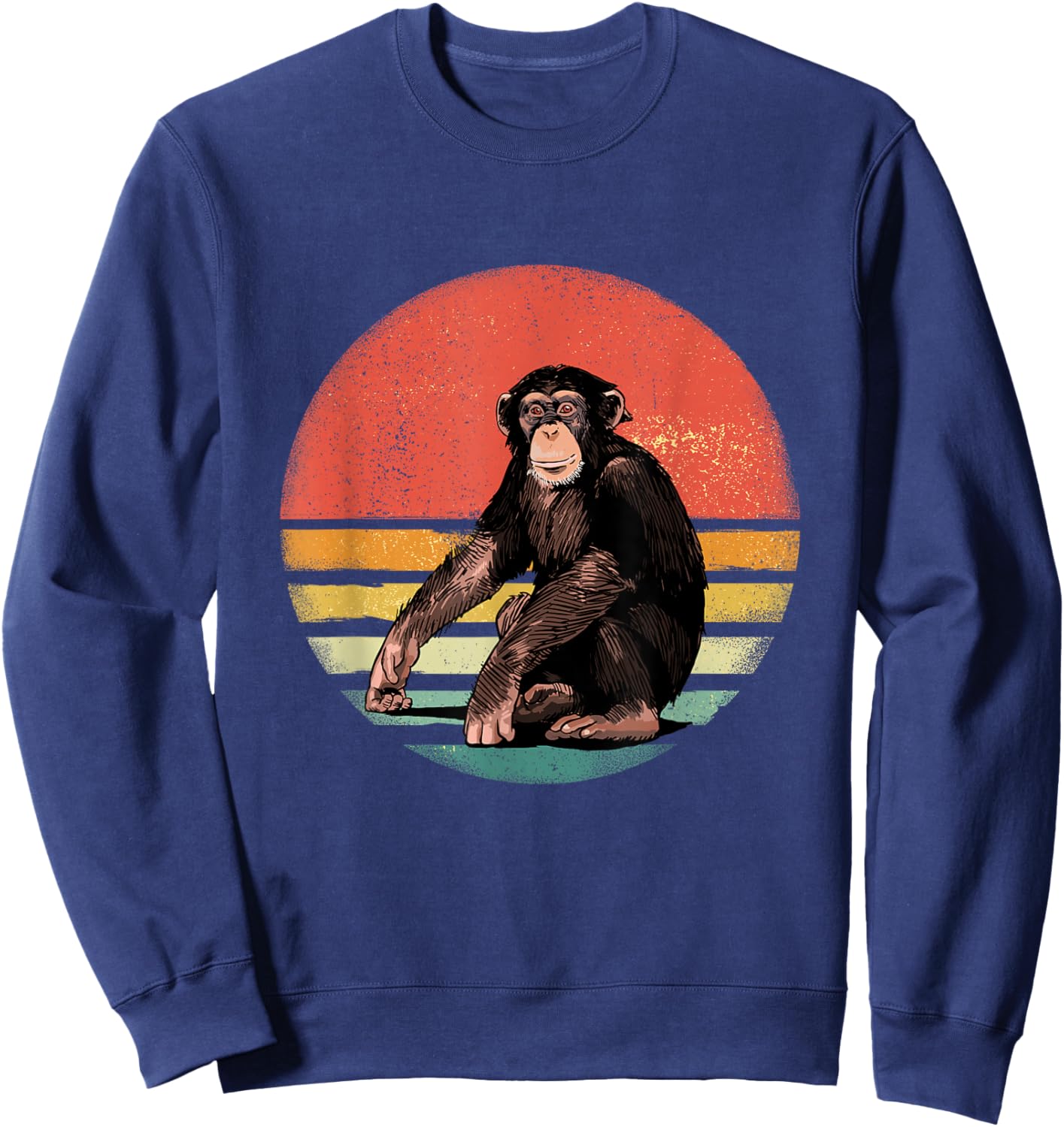 Chimpanzee Monkey Shirt Retro Vintage Chimp Wild Zoo Animal Sweatshirt - Sweatshirt | Navy