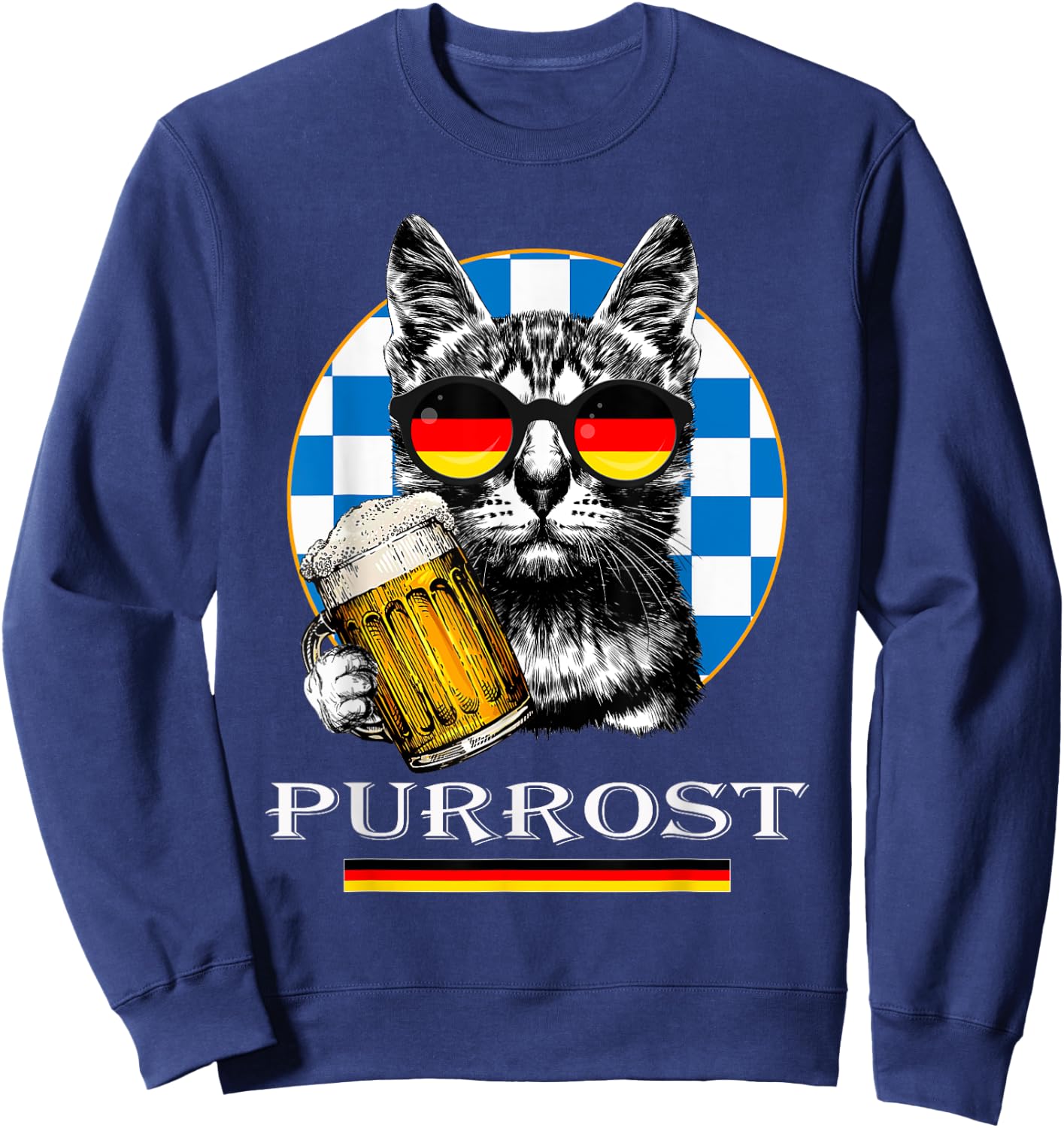 Cat Purrost Oktoberfest Vintage Drinking Kitty Kitten Beer Sweatshirt - Sweatshirt | Navy