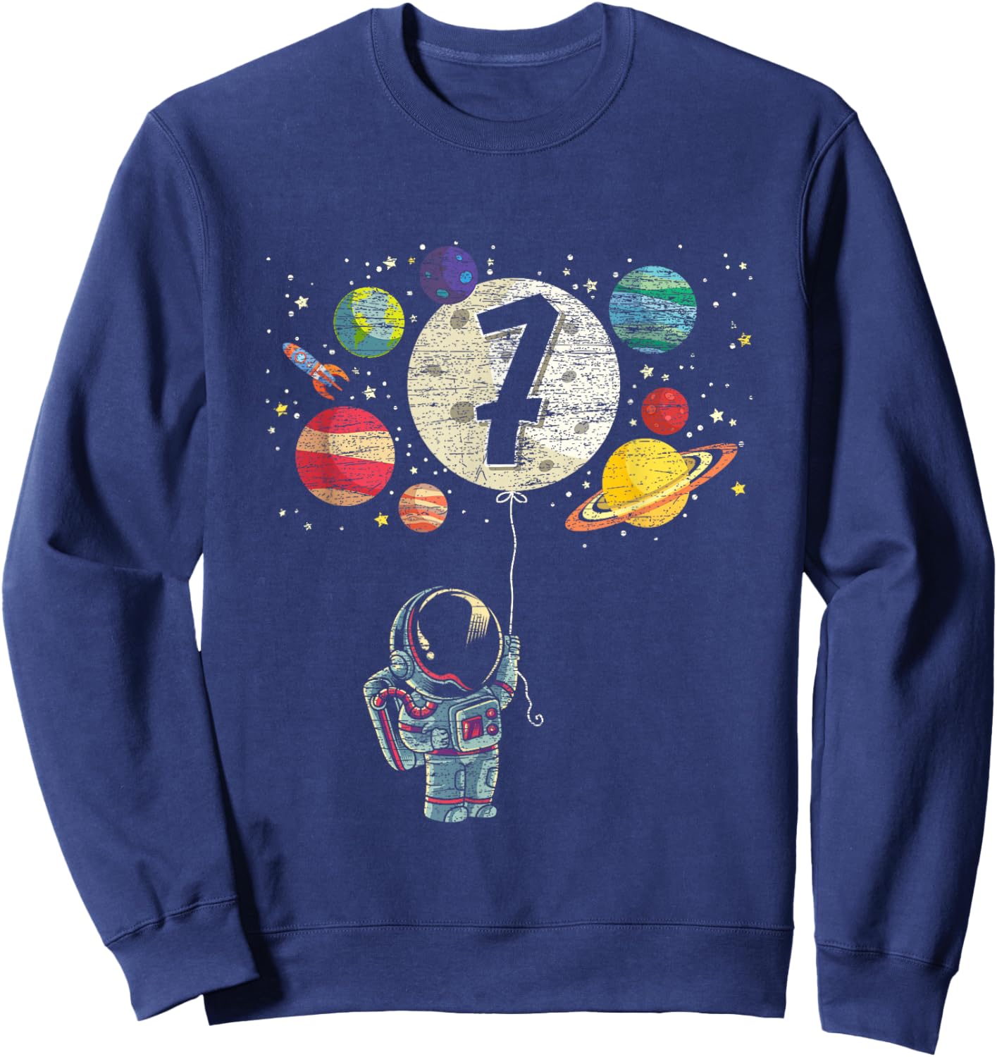 7 Years Old Birthday Boy Gifts Astronaut 7th Birthday Sweatshirt - Sweatshirt | Navy