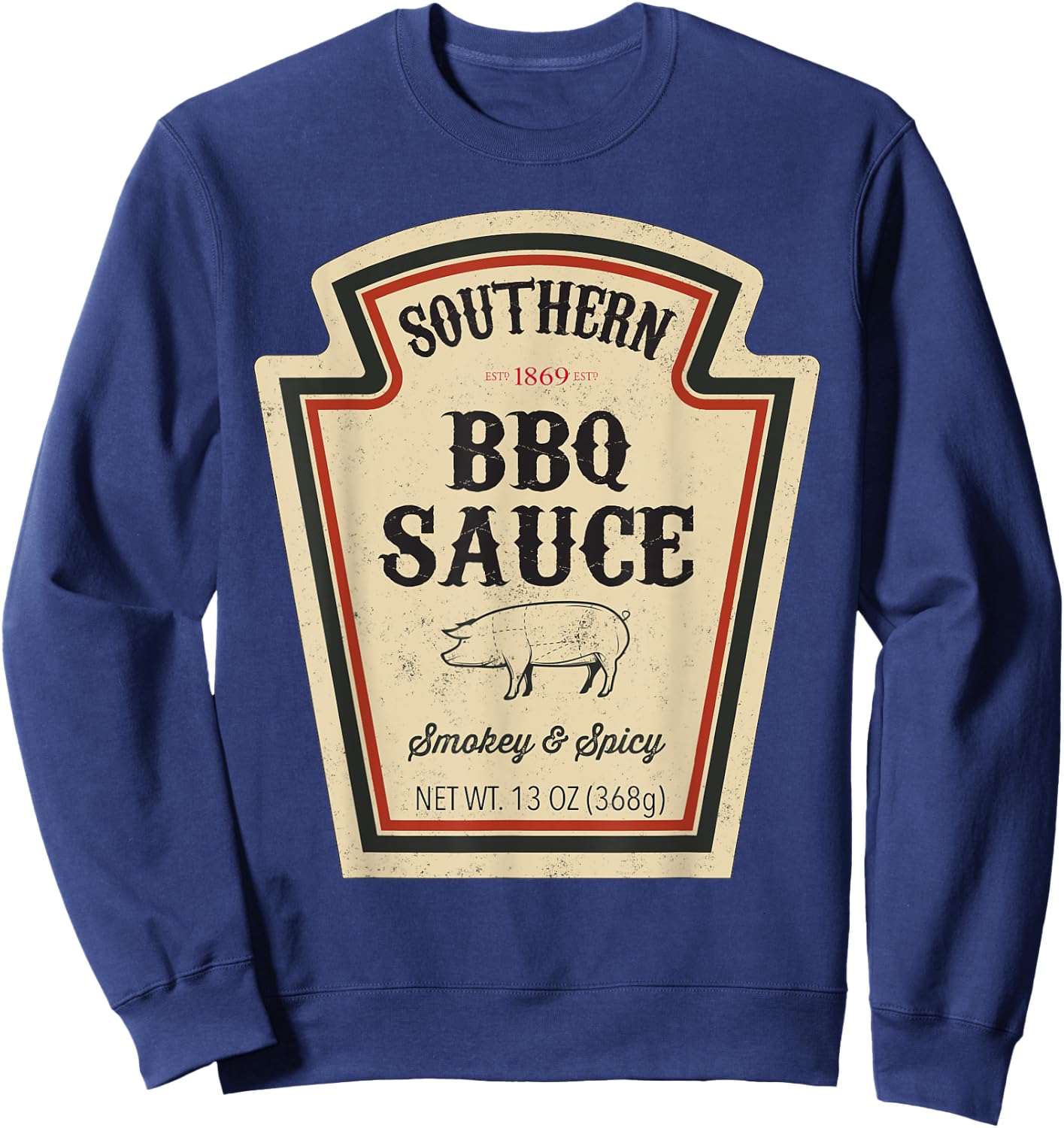 Halloween Matching Costume Southern BBQ Sauce Bottle Label Sweatshirt - Sweatshirt | Navy