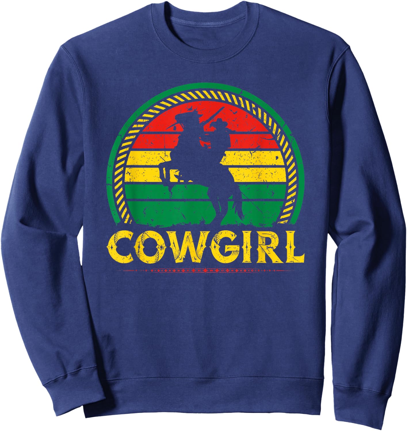 African American Cowgirl Sunset Bucking Horse Country Sweatshirt - Sweatshirt | Navy