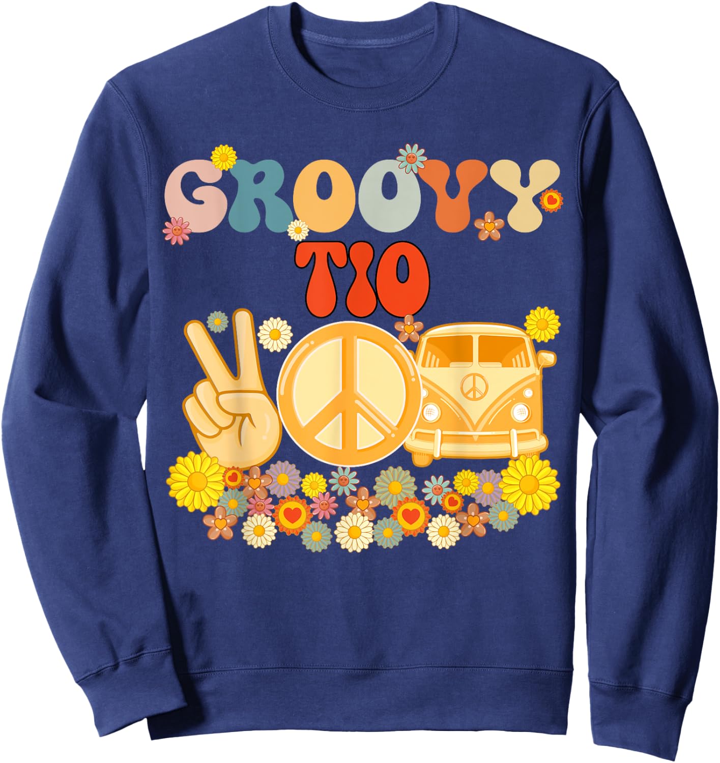 Groovy Tio Retro Matching Family Baby Shower Father's Day Sweatshirt - Sweatshirt | Navy