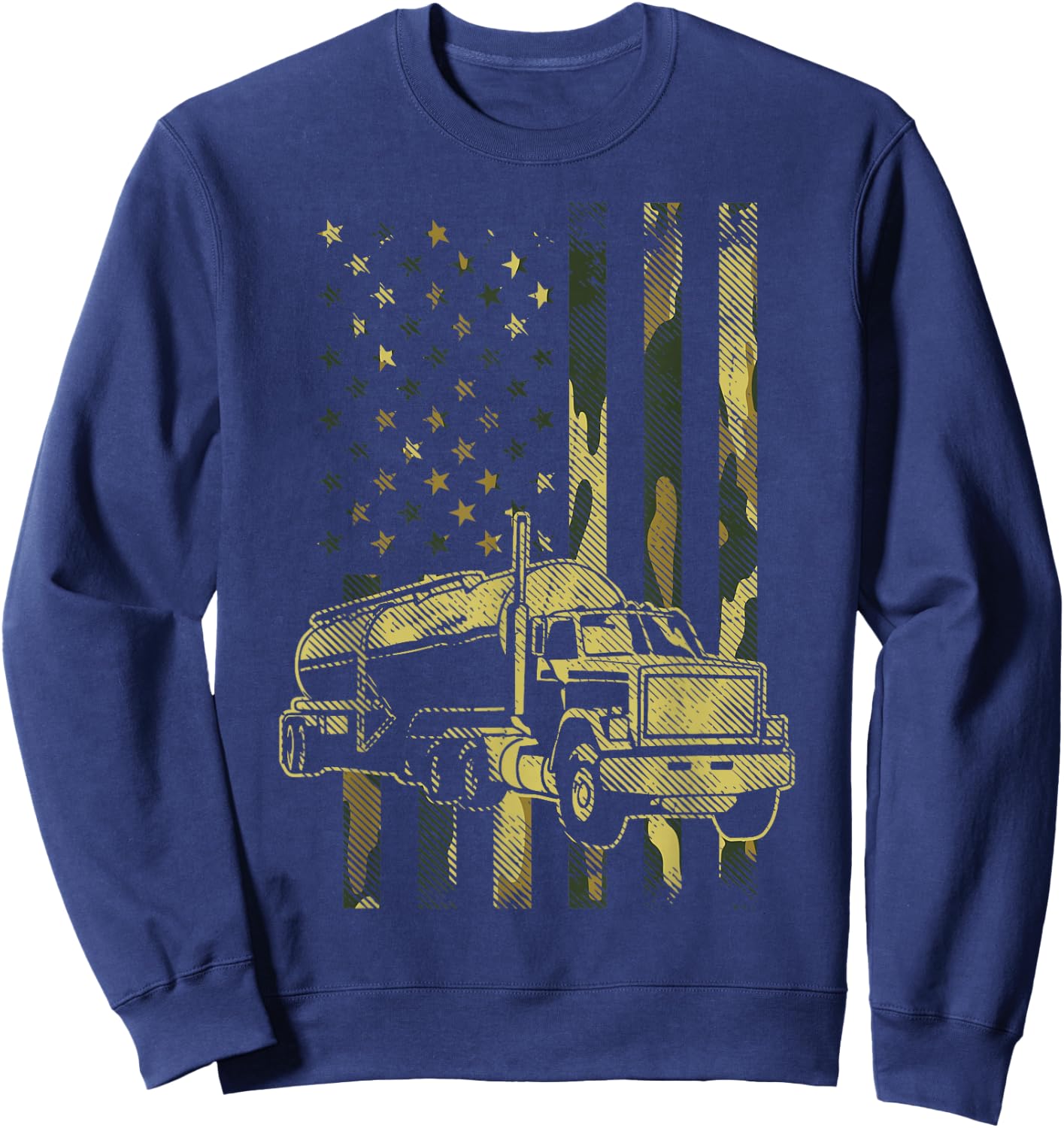 Camo American Flag Truck Patriotic US Trucking Trucker Gift Sweatshirt - Sweatshirt | Navy