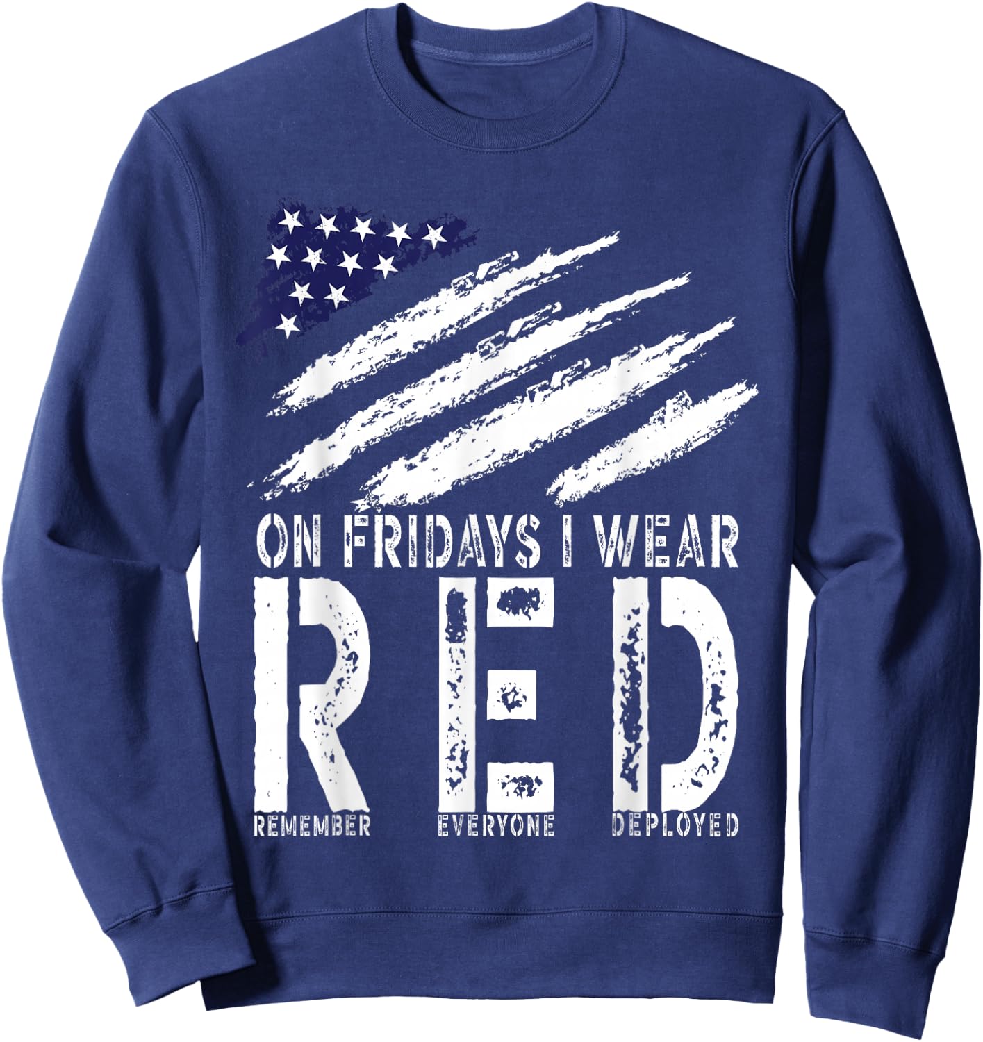 On Fridays I Wear Red USA Support American Troops Sweatshirt - Sweatshirt | Navy