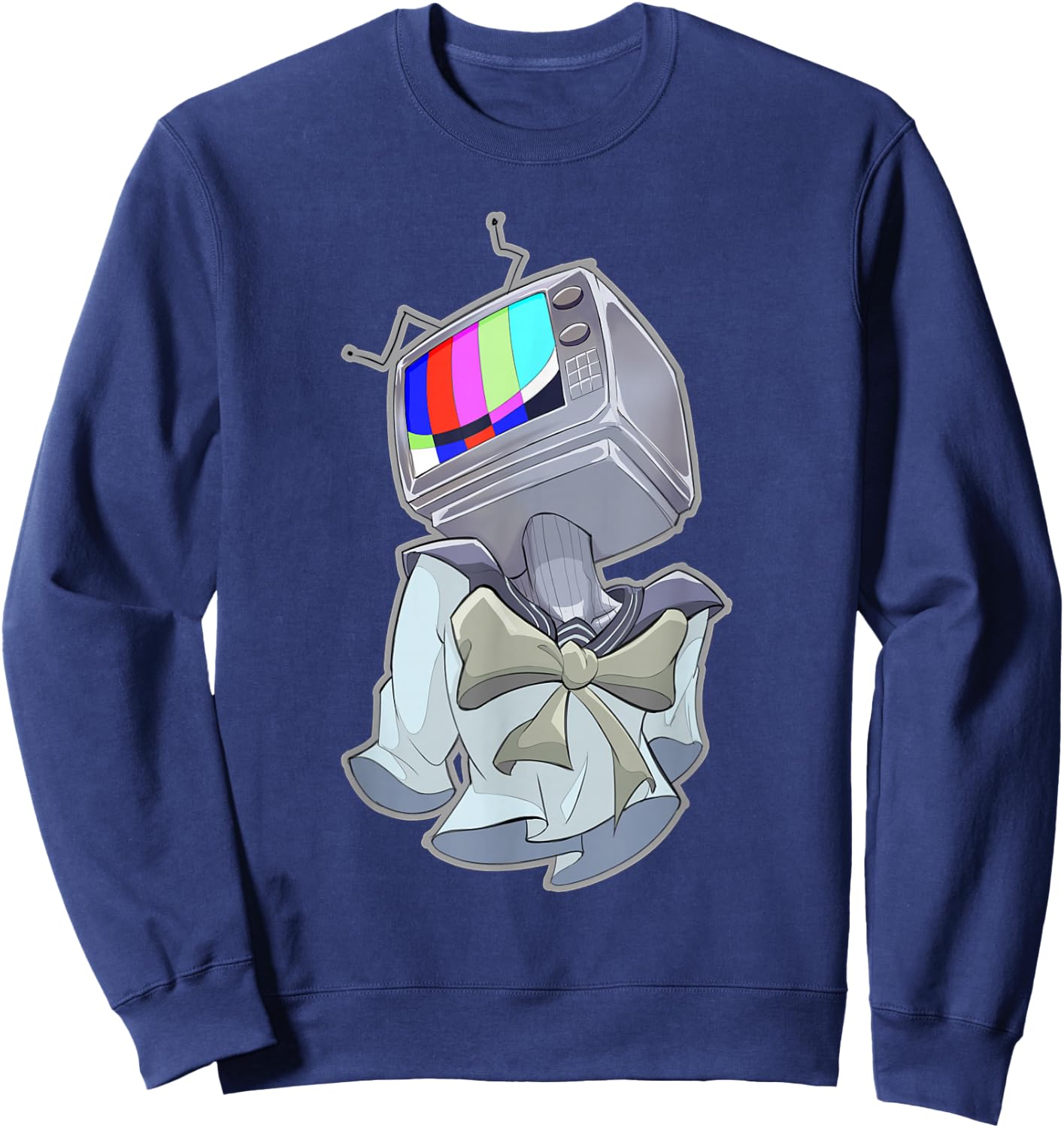Weirdcore Shirt TV Man Head Surreal Dreamcore Aesthetic Sweatshirt - Sweatshirt | Navy