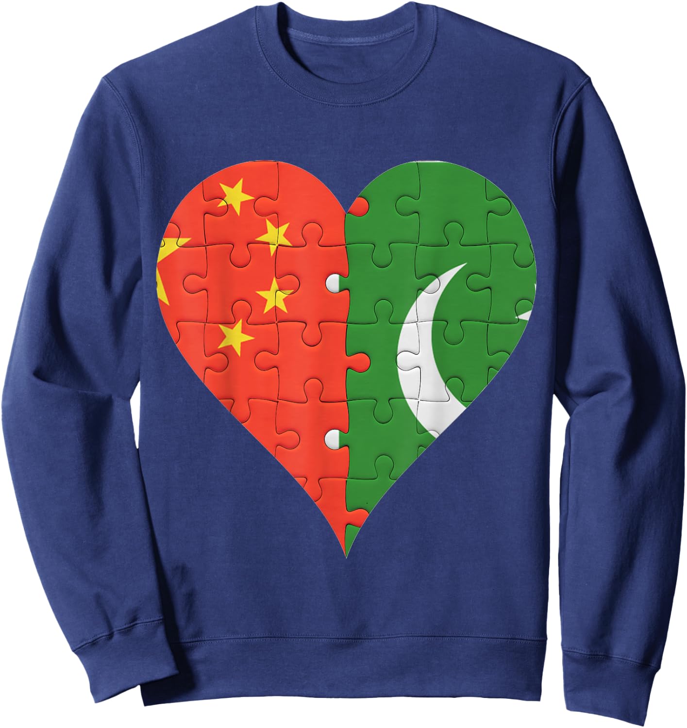 Chinese Pakistani Flag Heart Sweatshirt - Sweatshirt | Navy