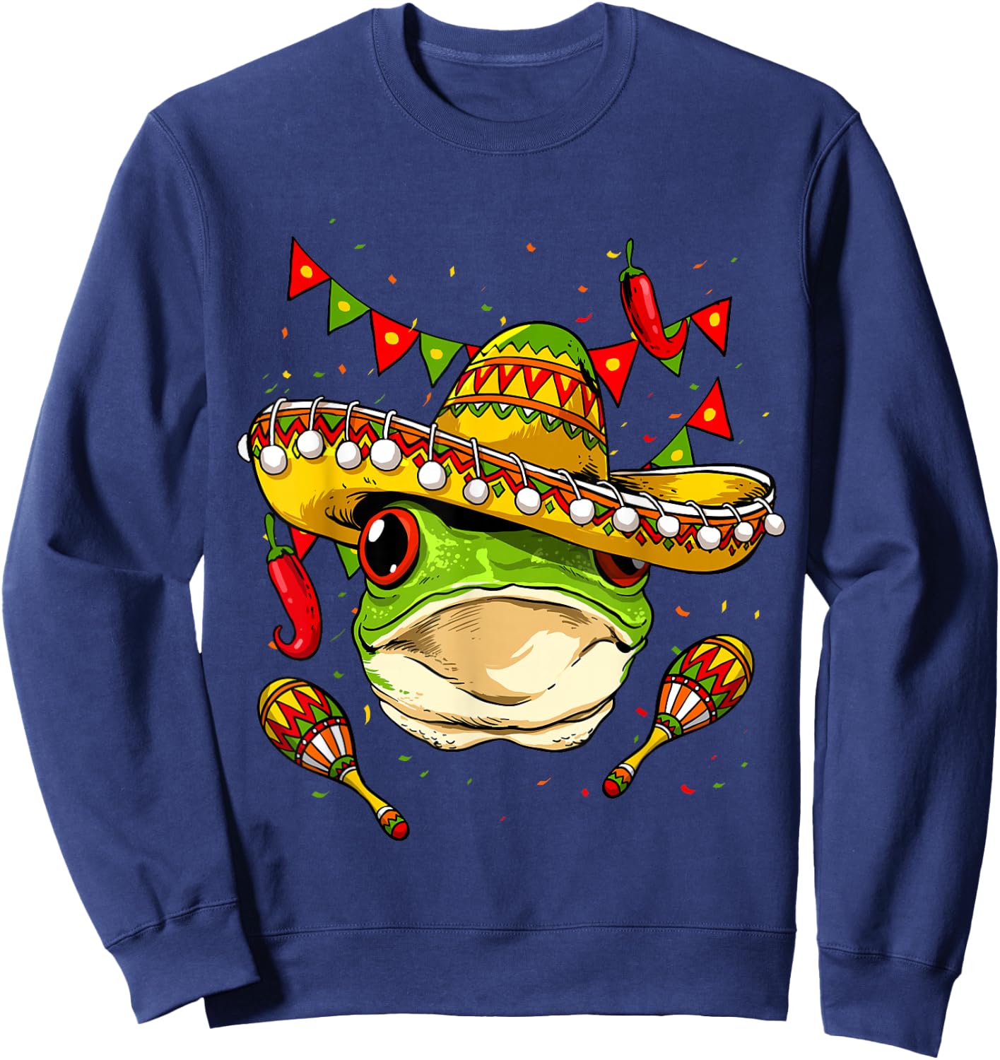 Funny Frog Cinco De Mayo Shirt Mexican Fiesta Party Poncho Sweatshirt - Sweatshirt | Navy