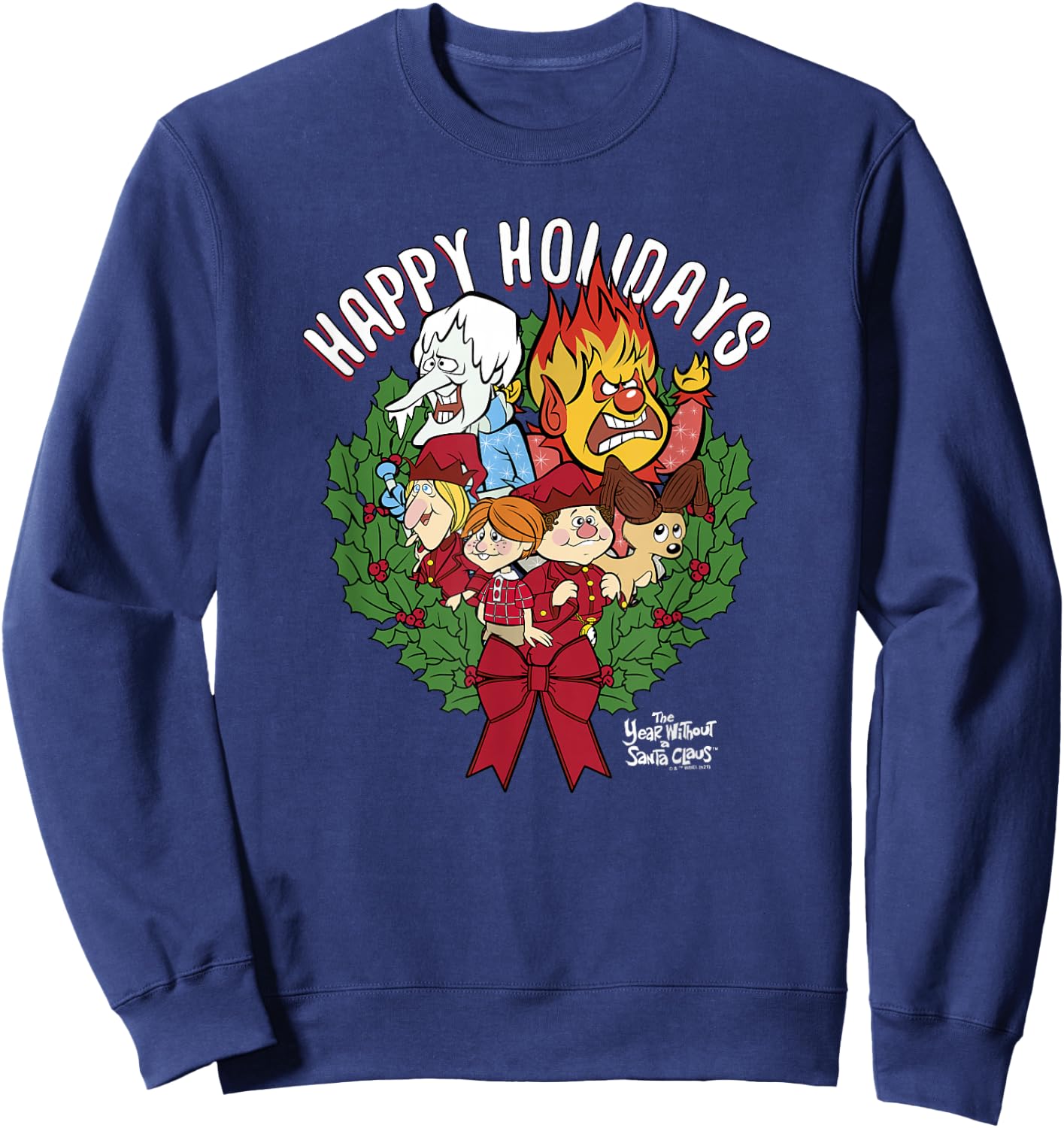 The Year Without A Santa Claus Group Shot Wreath Poster Sweatshirt - Sweatshirt | Navy