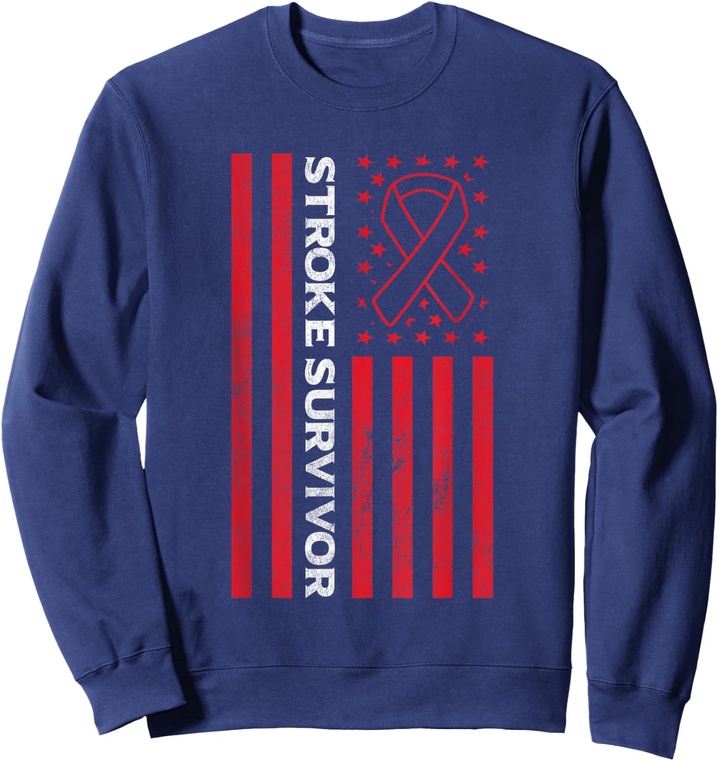 Flag Stroke Awareness Stroke Survivor Sweatshirt - Sweatshirt | Navy