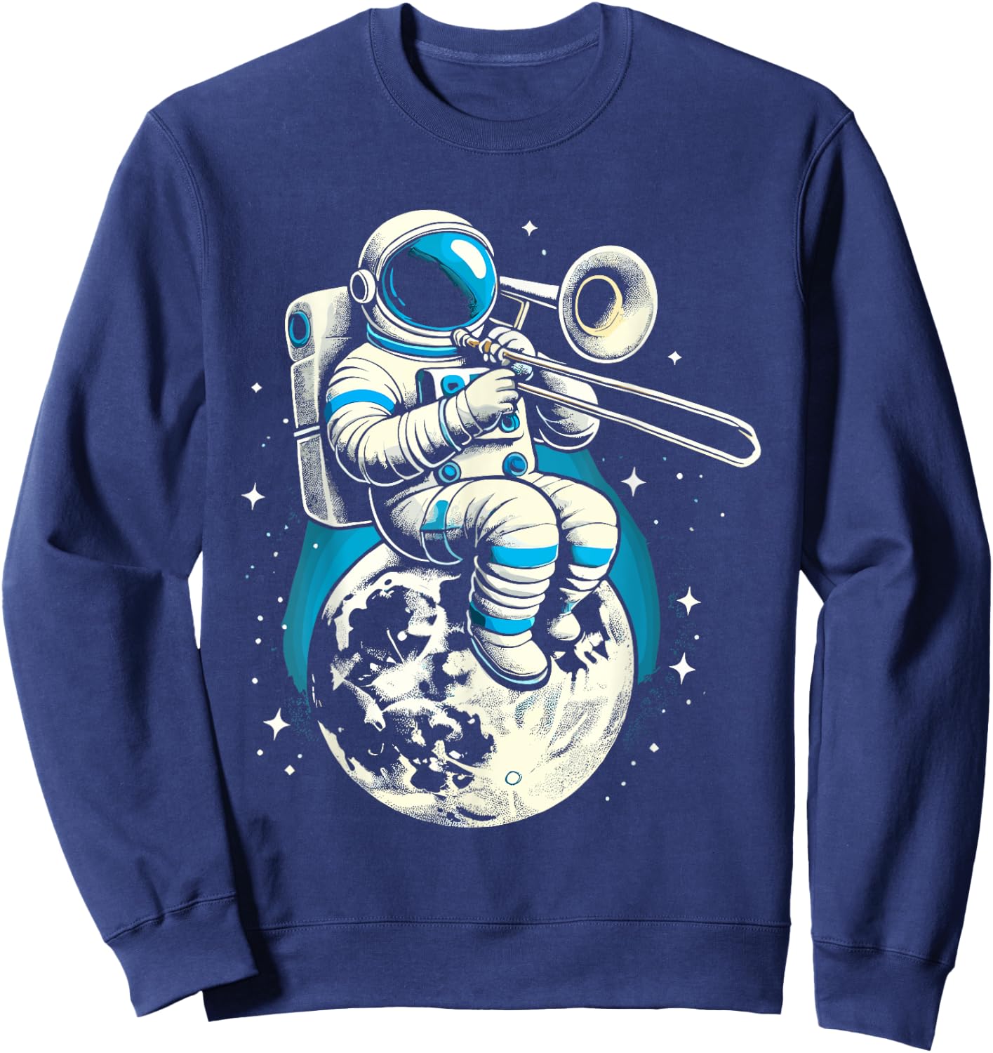 Astronaut Playing Trombone Sweatshirt - Sweatshirt | Navy