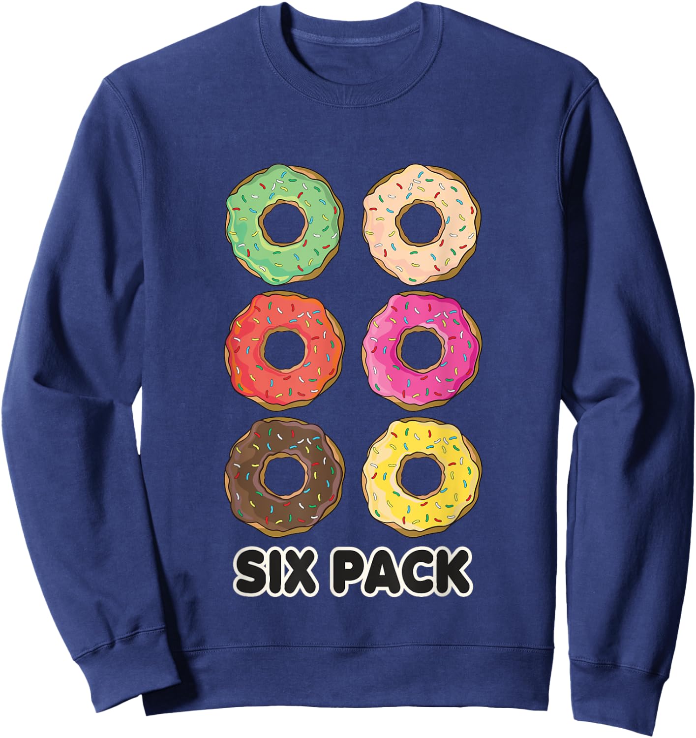 Funny Donut Six Pack Workout Sweatshirt - Sweatshirt | Navy