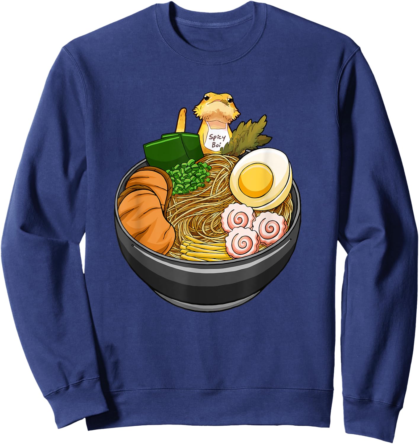 Bearded Dragon Ramen Noodles Kawaii Japanese Anime Kids Sweatshirt - Sweatshirt | Navy