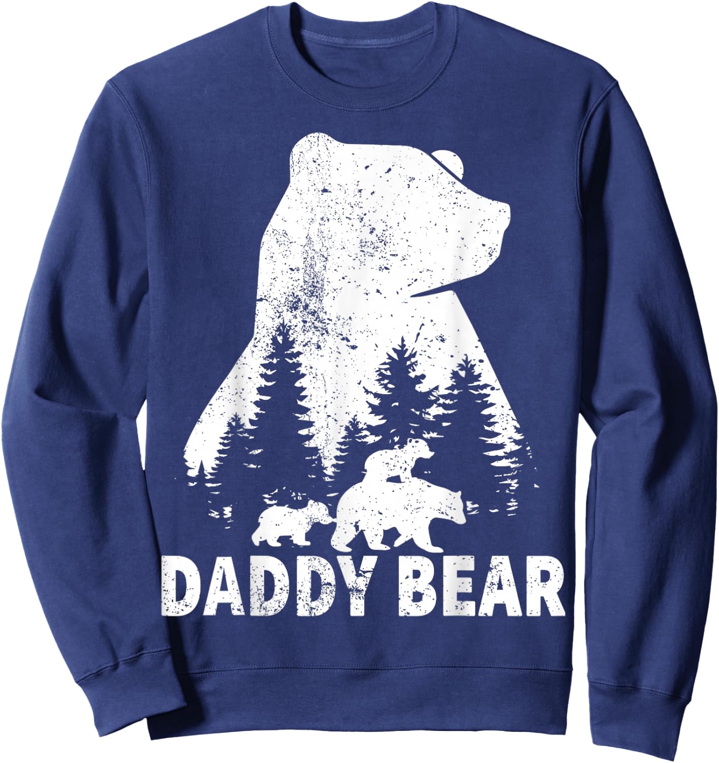 Daddy Bear 2 Cubs Father Day Funny Daddy Bear Twin Dad 2 Kid Sweatshirt - Sweatshirt | Navy