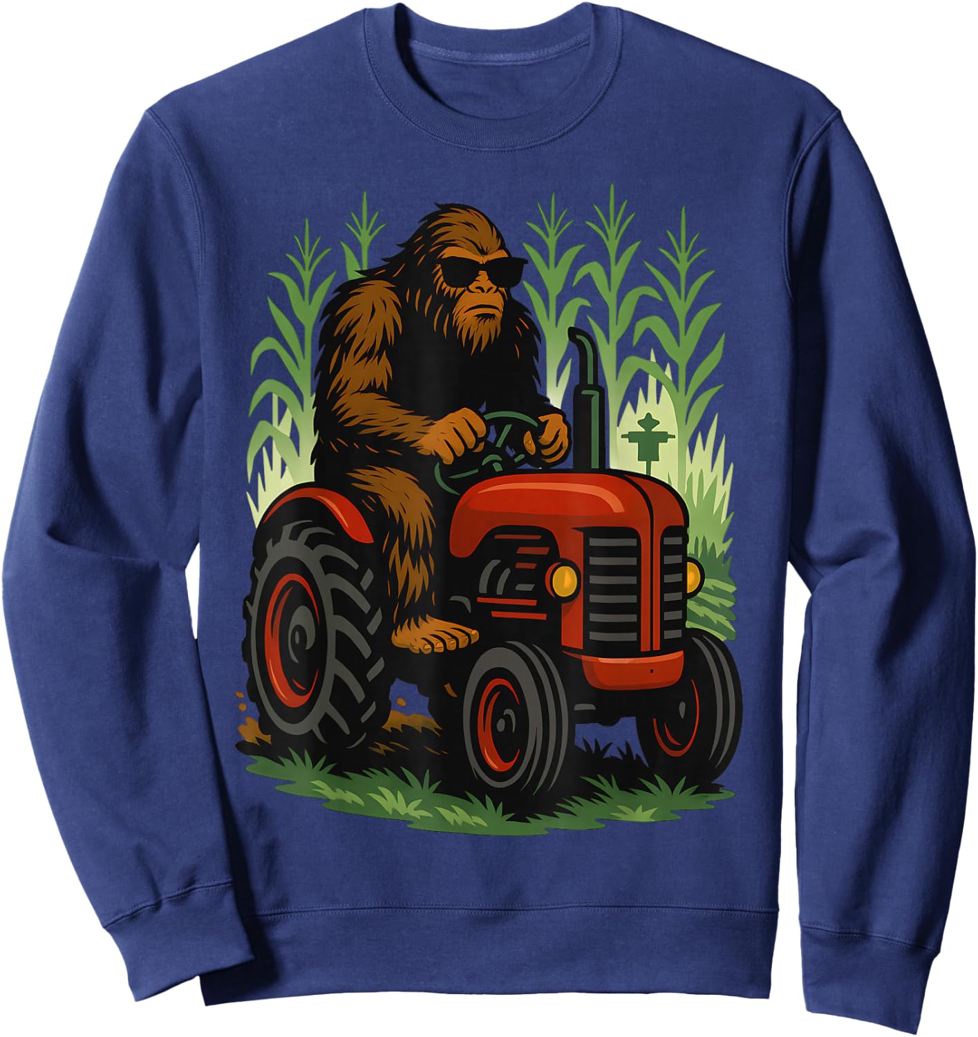 Funny Bigfoot Farmer Tractor Farming Farm Men Boys Sweatshirt - Sweatshirt | Navy