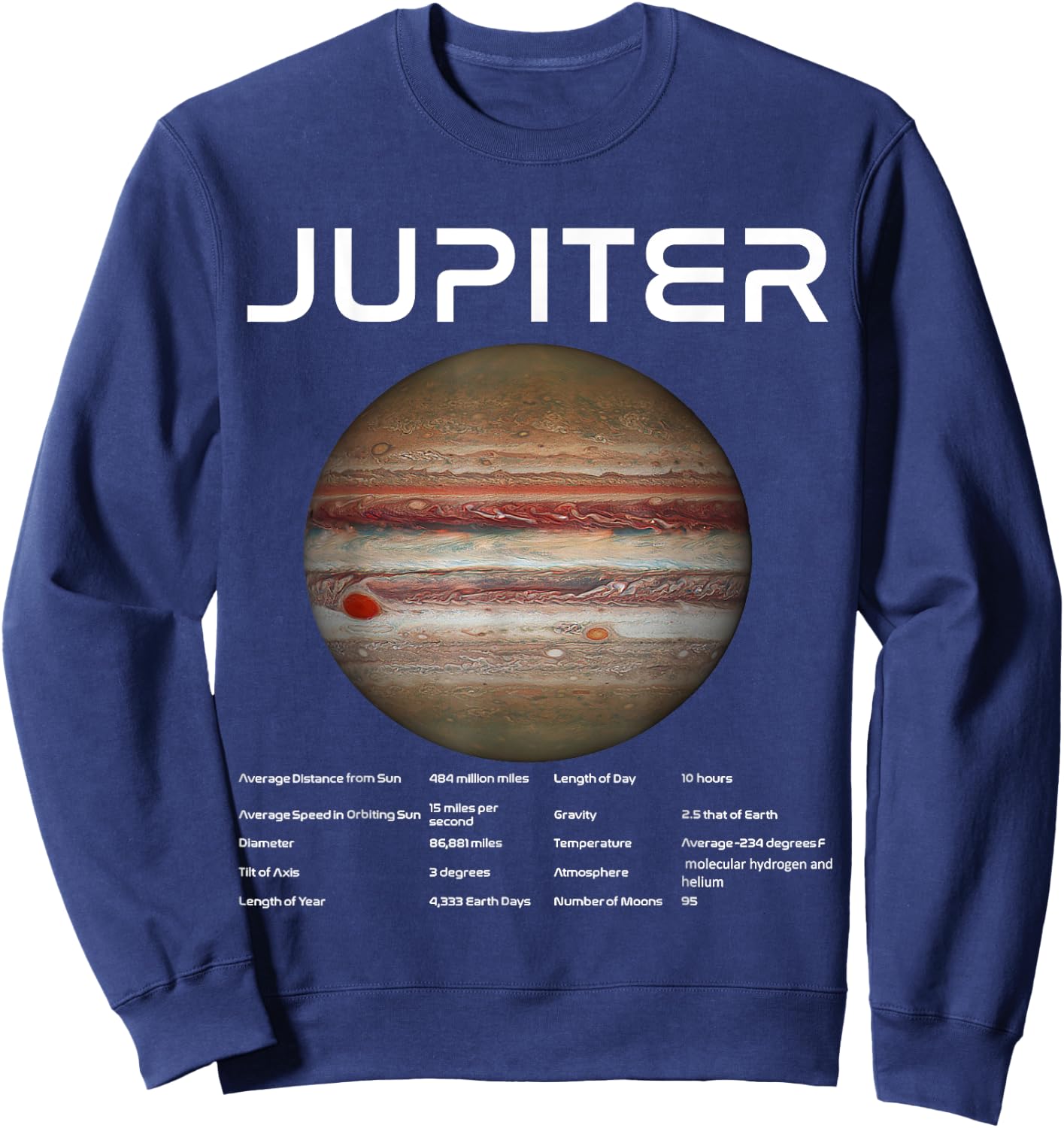 Nerdy Jupiter Astronomy Science Planets Solar System Facts W Sweatshirt - Sweatshirt | Navy