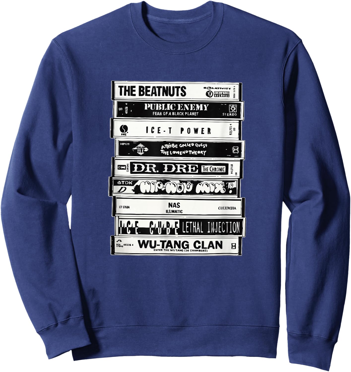 Hip Hop Artists Cassettes Old School Rap Sweatshirt - Sweatshirt | Navy