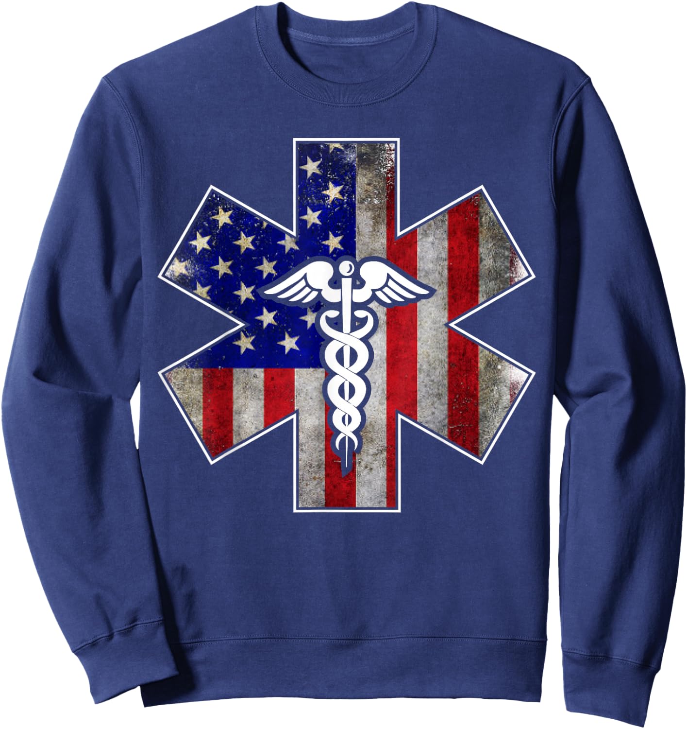 4th of July Paramedic EMS EMT USA American Flag Sweatshirt - Sweatshirt | Navy