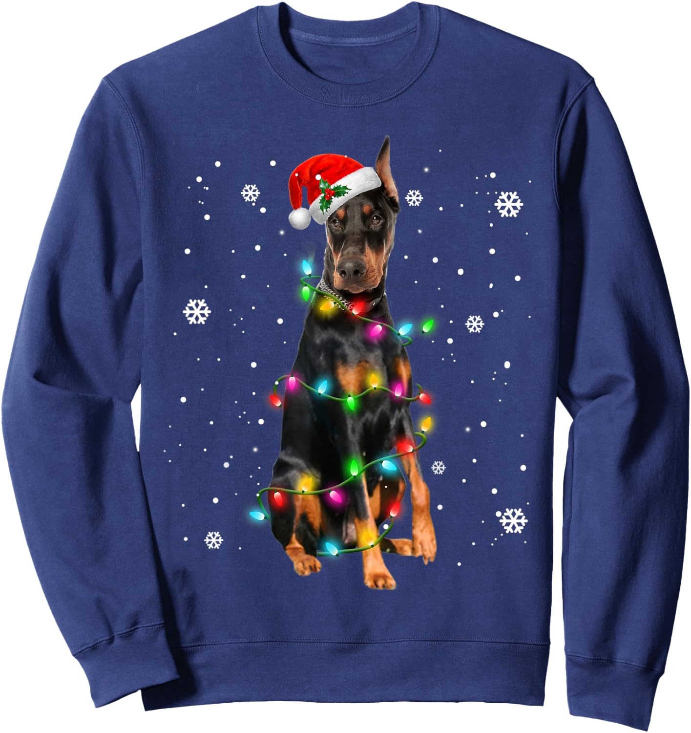 Doberman Pinscher Dogs Tree Christmas Sweater Xmas Pet Dog Sweatshirt - Sweatshirt | Navy