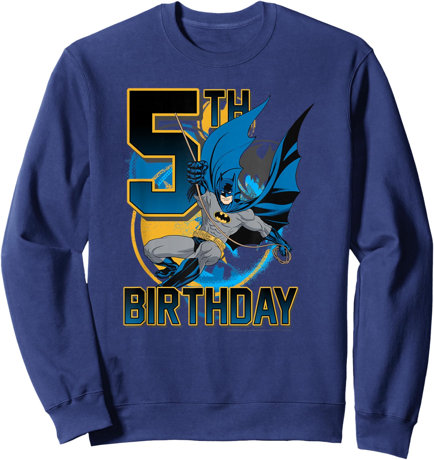 DC Comics Batman 5th Birthday Bat Swing Action Poster Sweatshirt - Sweatshirt | Navy