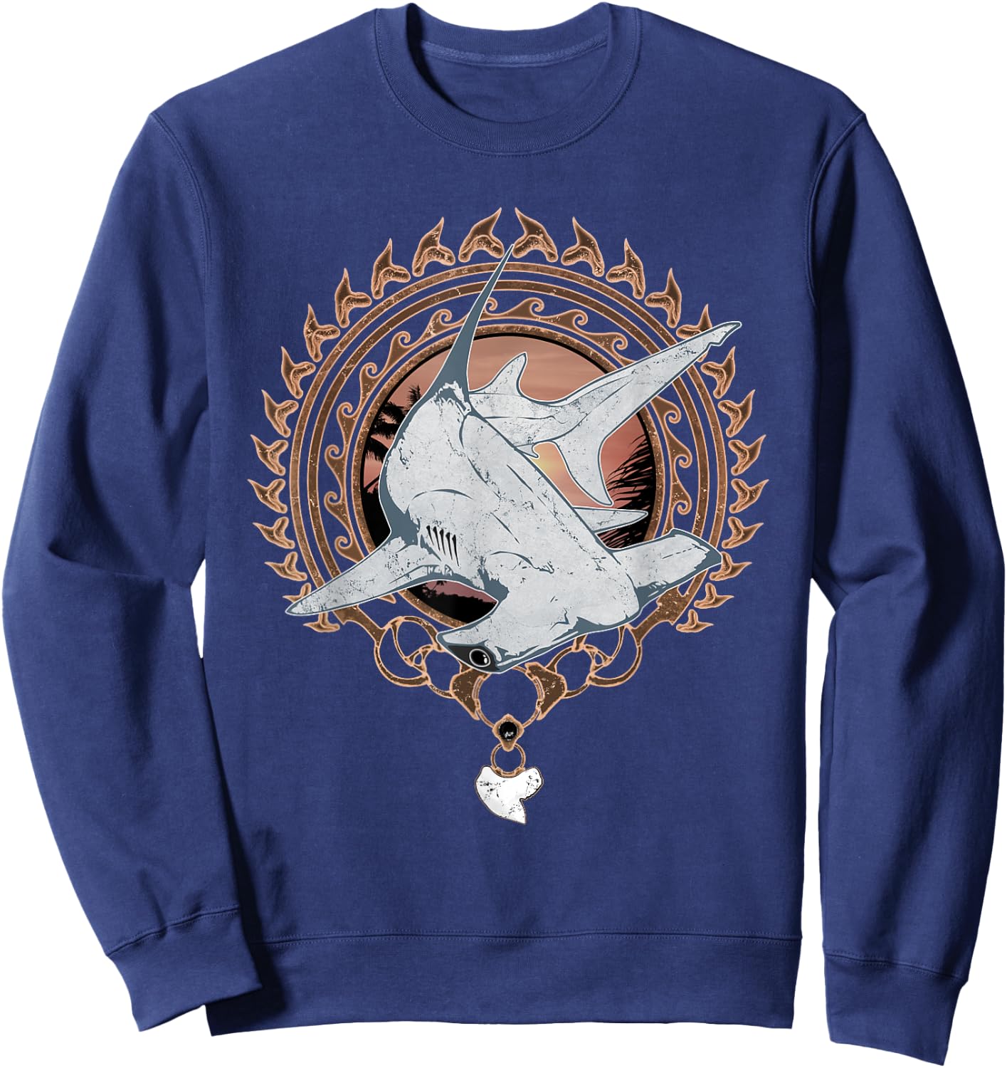 Hammerhead Shark Polynesian Tribal Sweatshirt - Sweatshirt | Navy