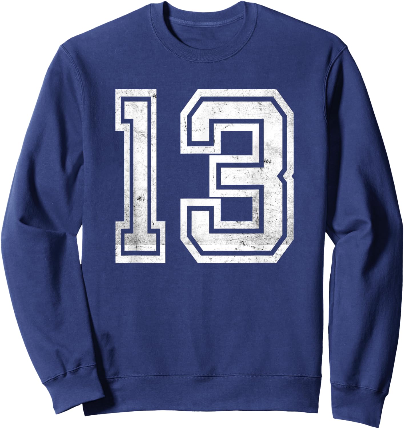 Number #13 Sport Distressed Number Sweatshirt - Sweatshirt | Navy