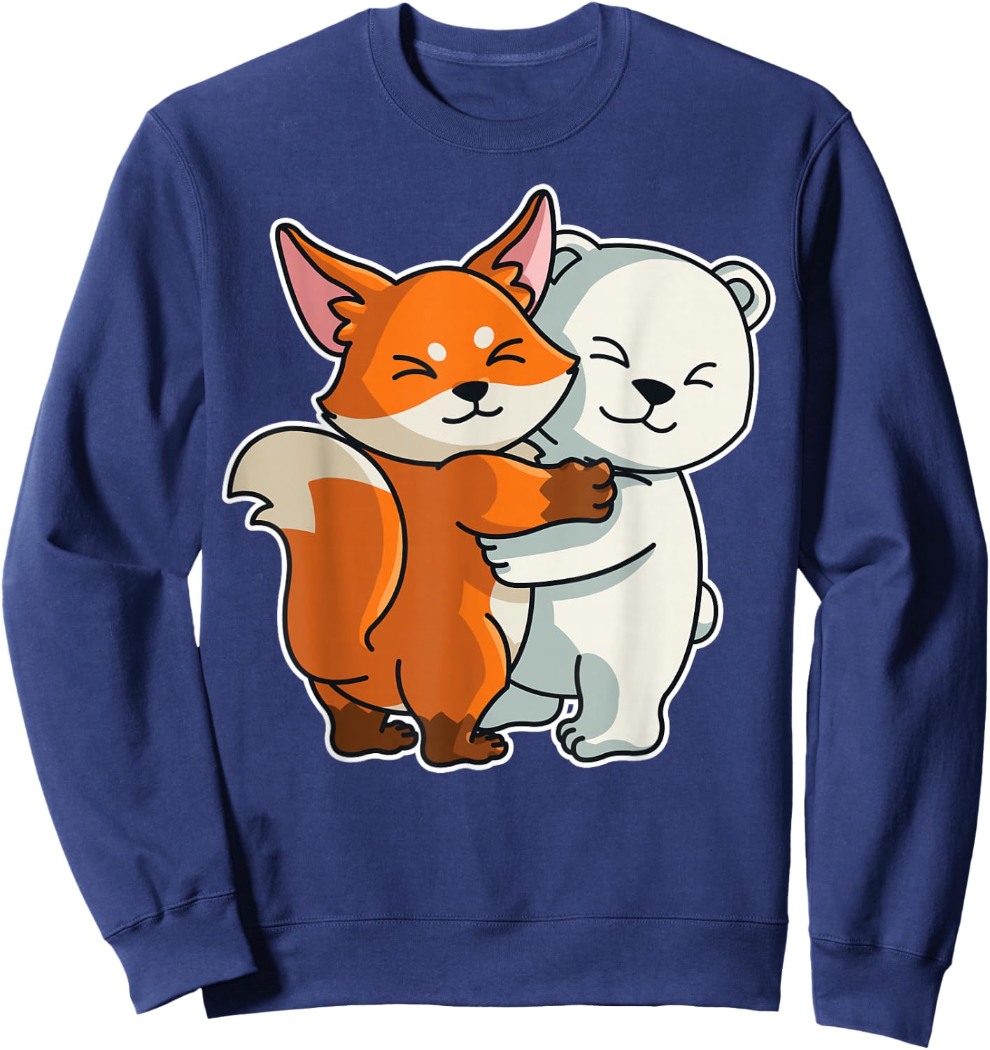 Polar Bear and Fox Cute Animals Animal Hugging Sweatshirt - Sweatshirt | Navy