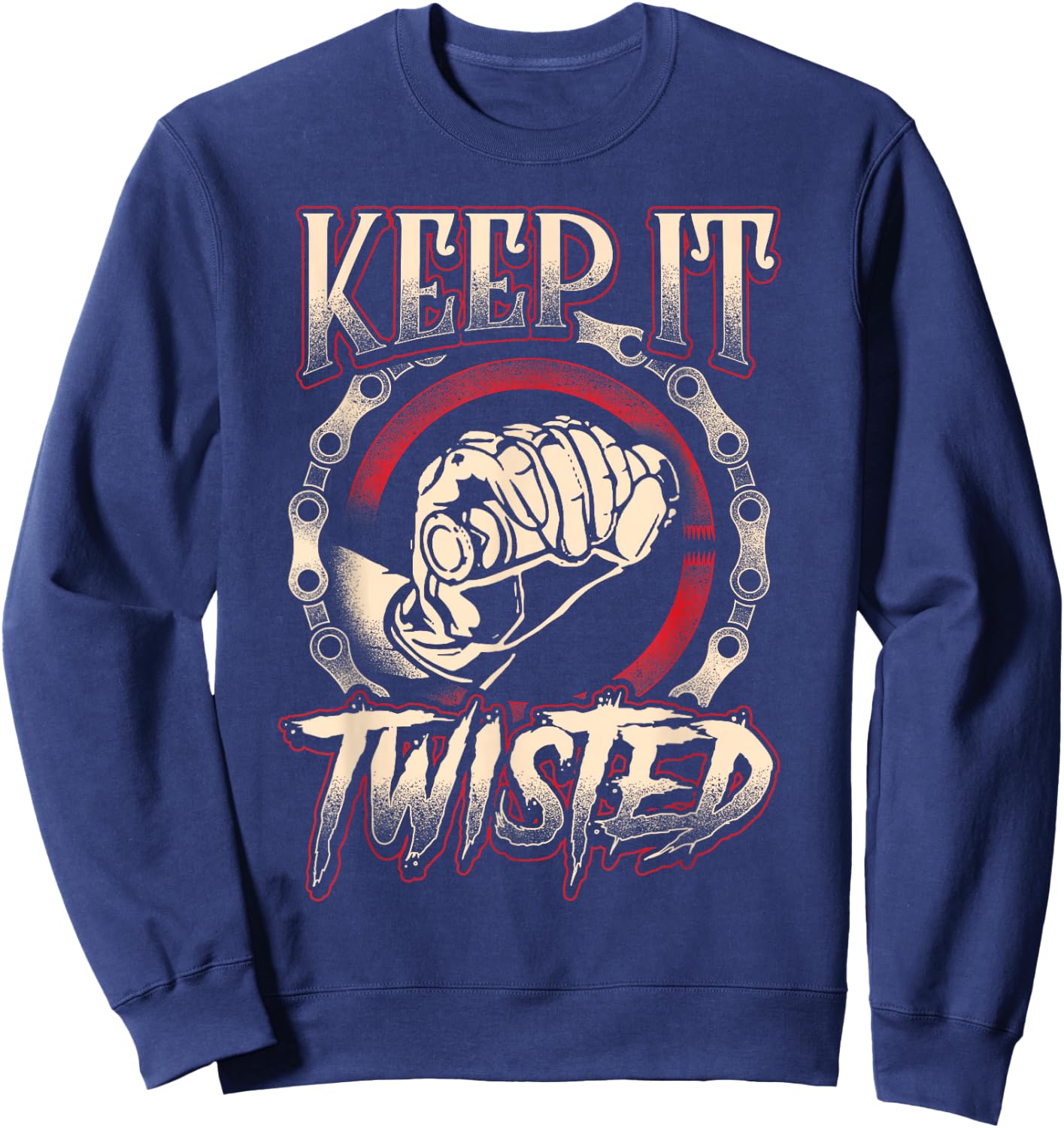 Biker "Keep It Twisted" Funny Motorbike Dirt Or Racing Sweatshirt - Sweatshirt | Navy