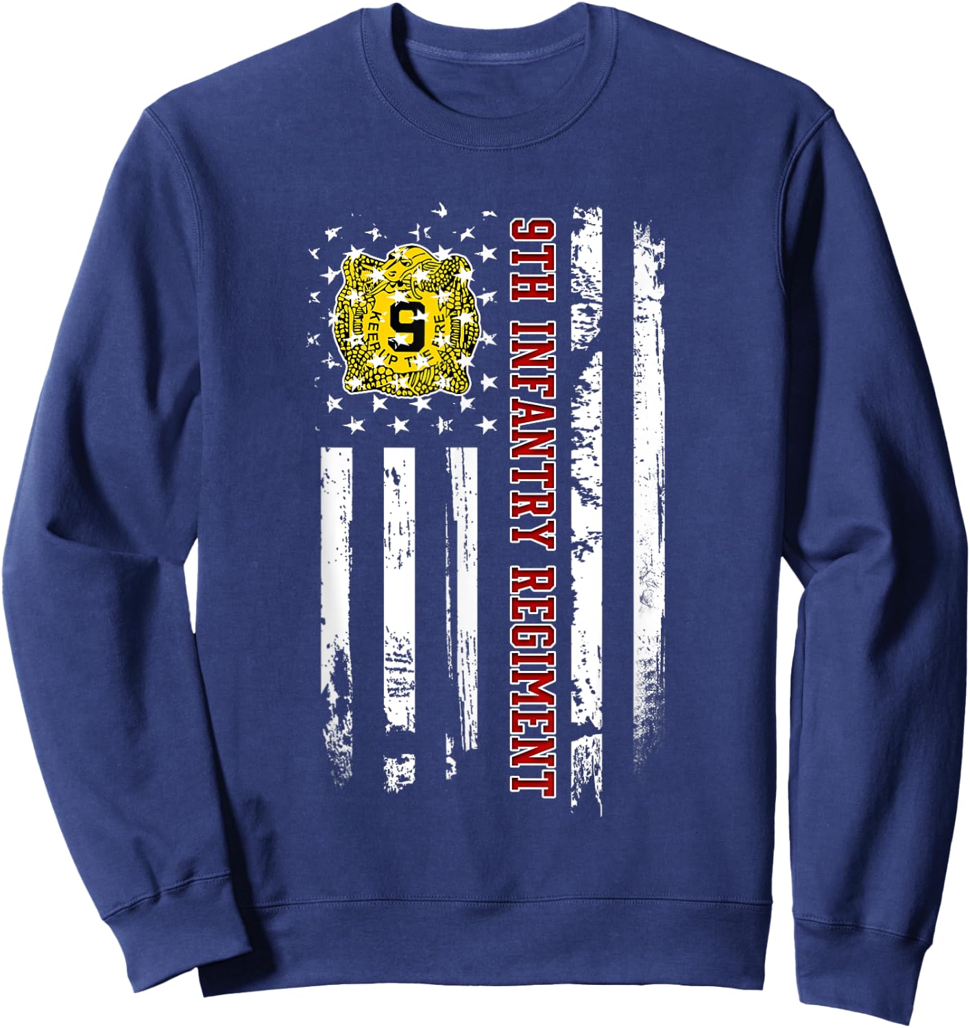 9th Infantry Regiment Veteran USA Flag Veterans Day Xmas Sweatshirt - Sweatshirt | Navy