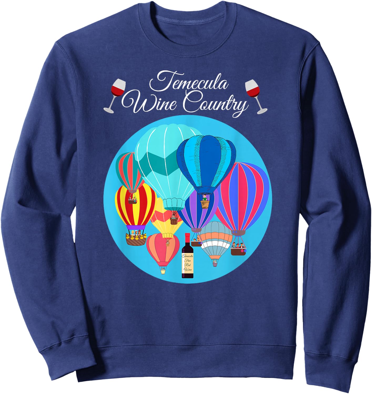 Temecula Wine Country balloon Women colorful Sweatshirt - Sweatshirt | Navy